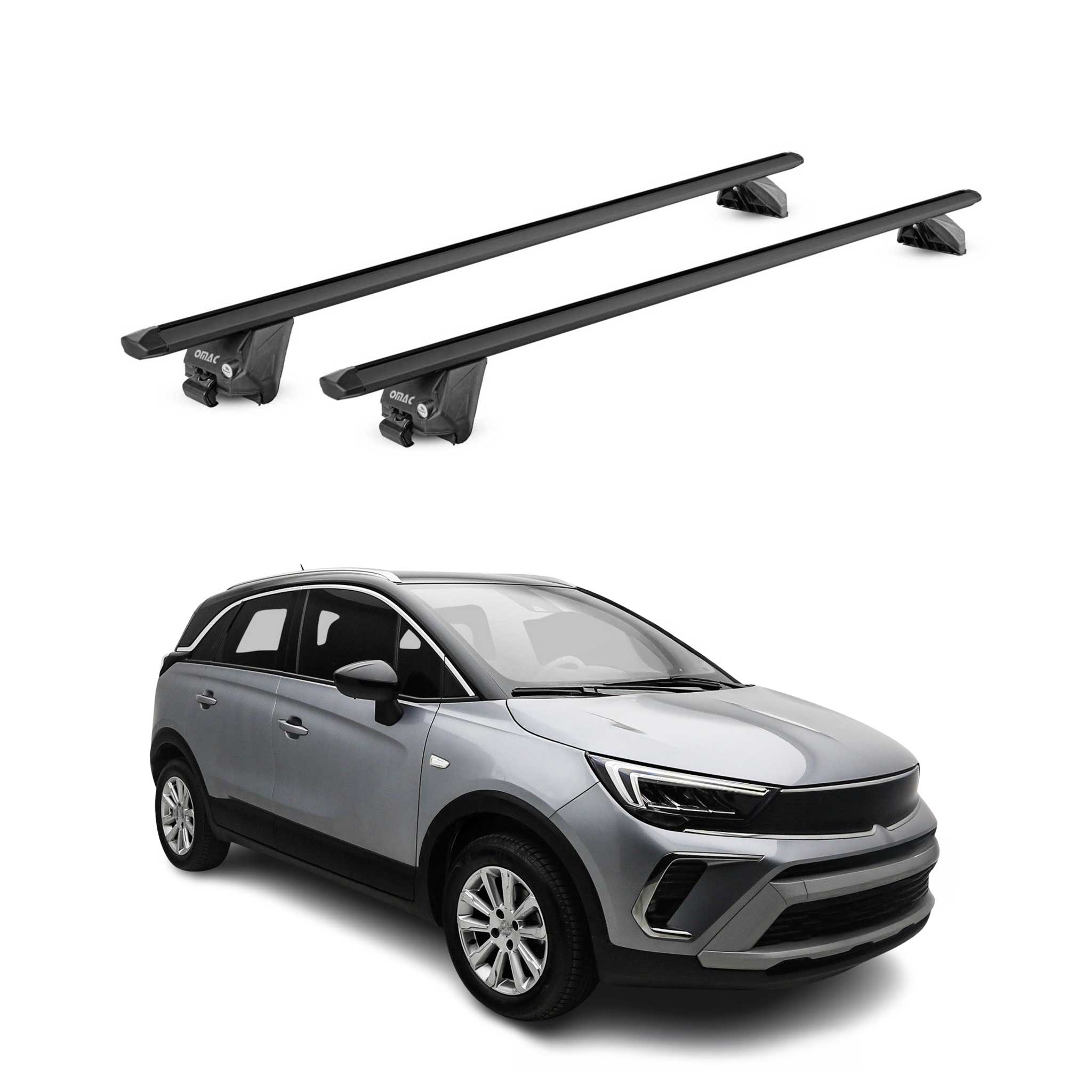 Barres de toit transversales pour Opel Crossland Grandland X 2017-2024 Noir ABE