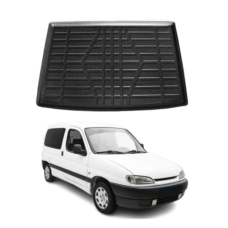 Tapis de Coffre pour Peugeot Partner I MVN 1996-2008 en TPE Noir