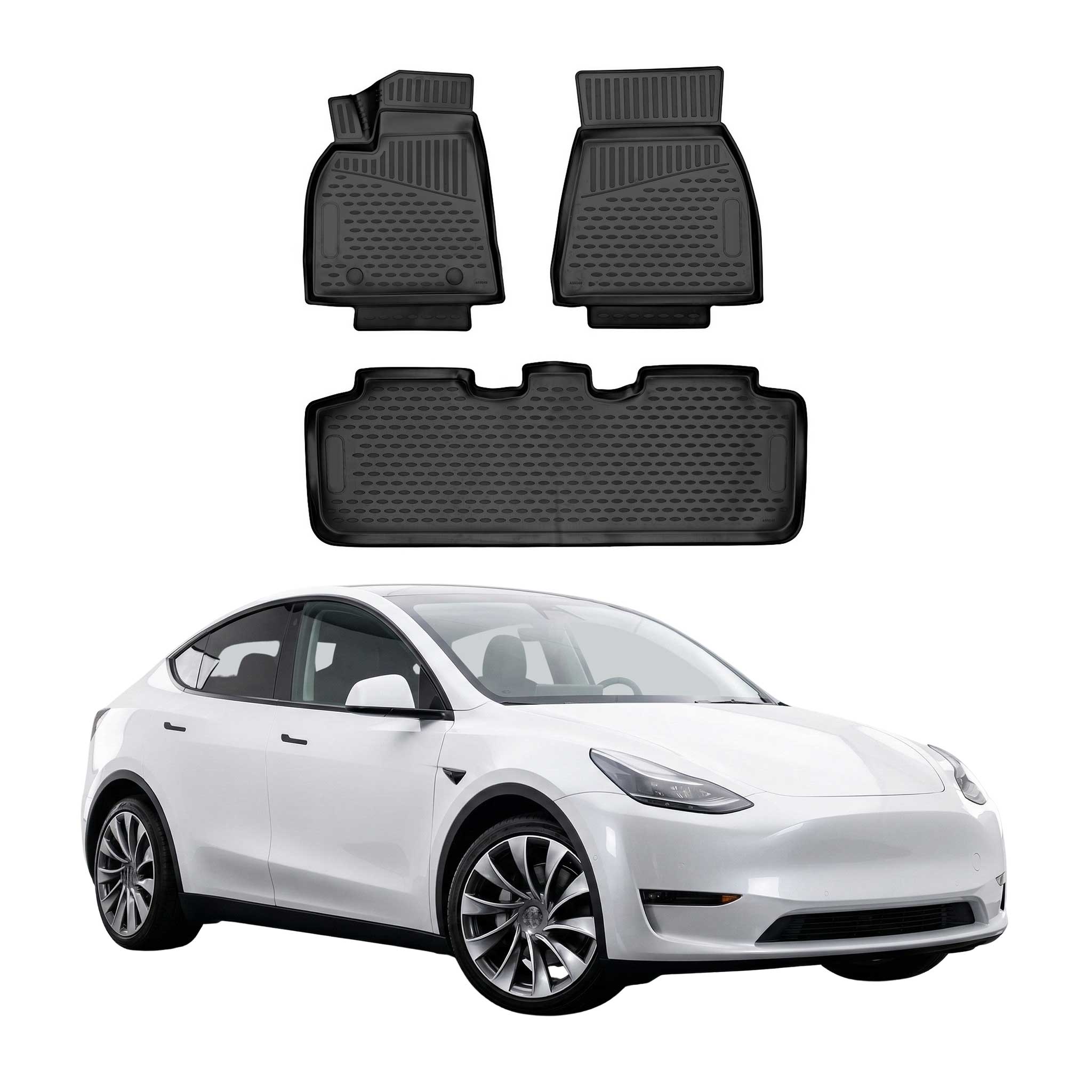 OMAC Tapis de sol pour Tesla Model Y Long Range Dual Motor 2020-2026 TPE Noir