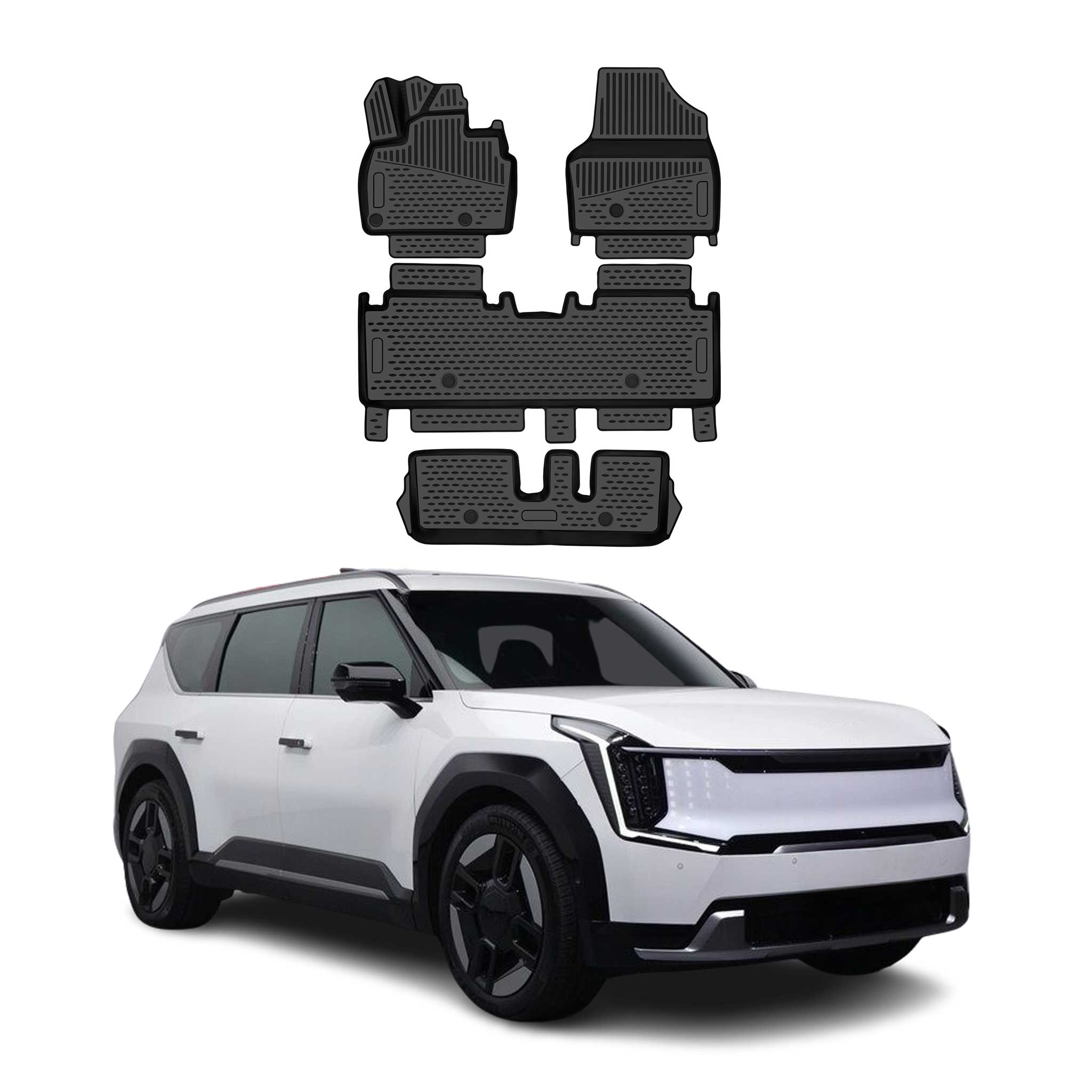 OMAC Tapis de sol pour Kia EV9 2023-2026 en caoutchouc TPE Noir 4Pcs