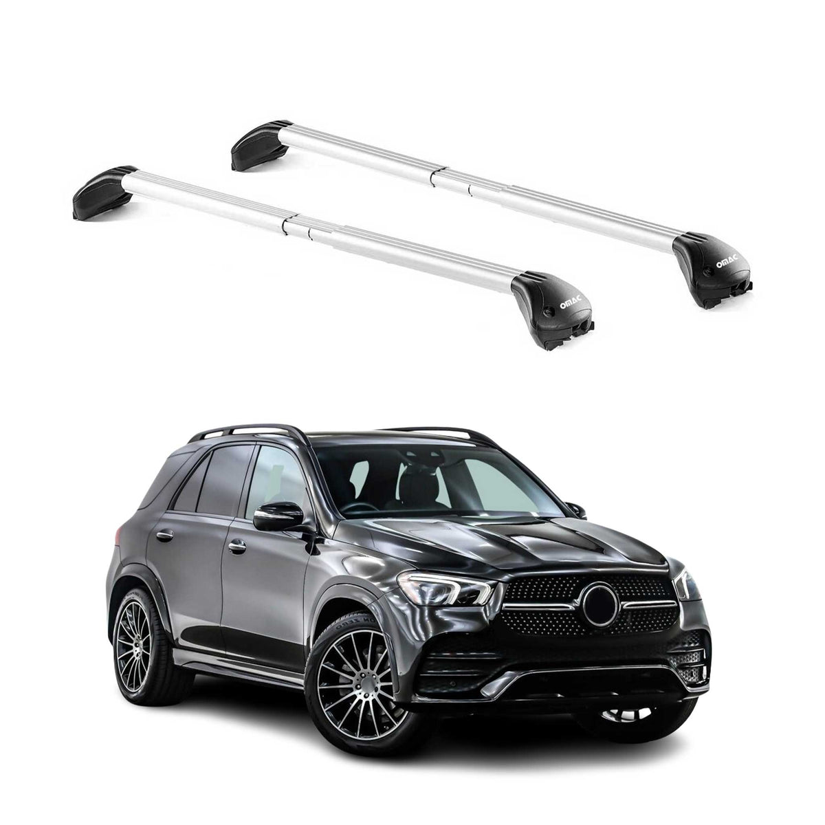 Barres de toit pour Mercedes GLE V166 V167 2015-2026 5P Gris Argenté 2x ABE