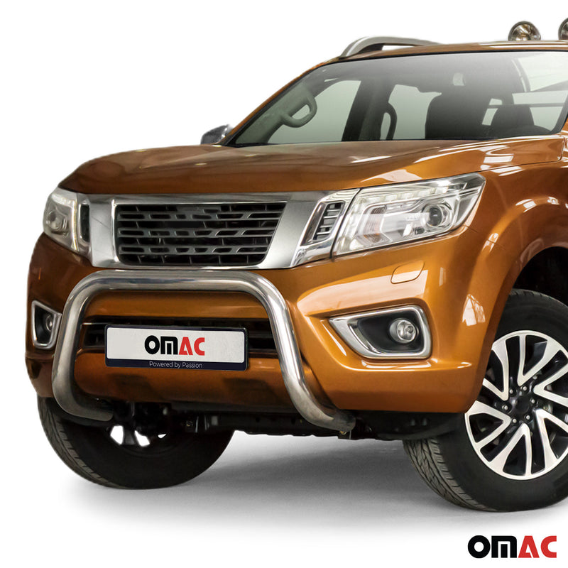 Pare-Buffle Avant Pour Nissan Navara NP300 2014-2021 en Acier Argent