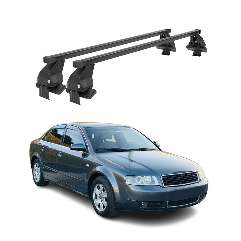 Barres de toit transversales Menabo pour Audi A4 B6 B7 Berline 2000-2008 Noir 2x