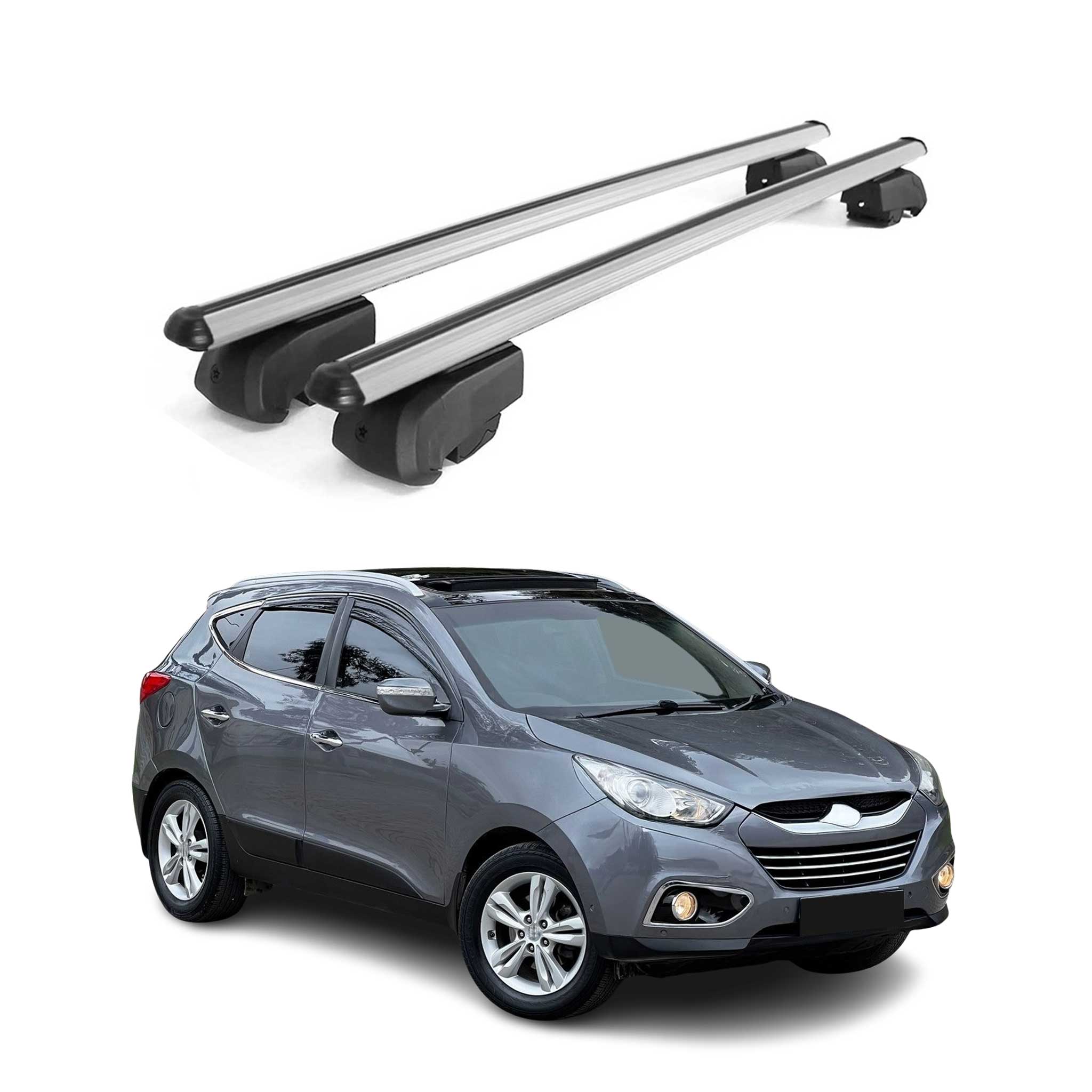 Barres de toit Transversales pour Hyundai IX35 2010-2015 Aluminium Gris ABE