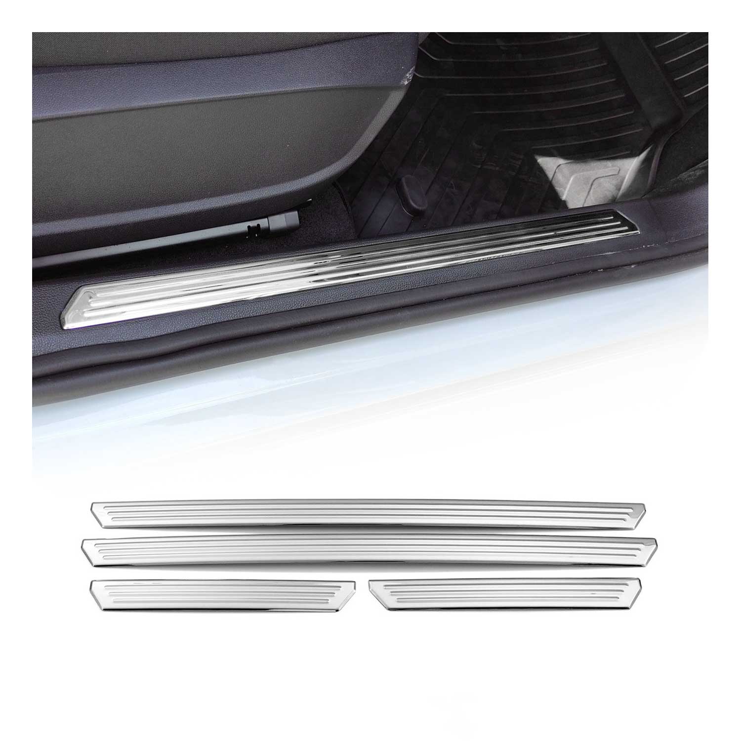 Protection Seuils de Porte pour VW Golf 2019-2026 Acier inox chromé 4 Pcs