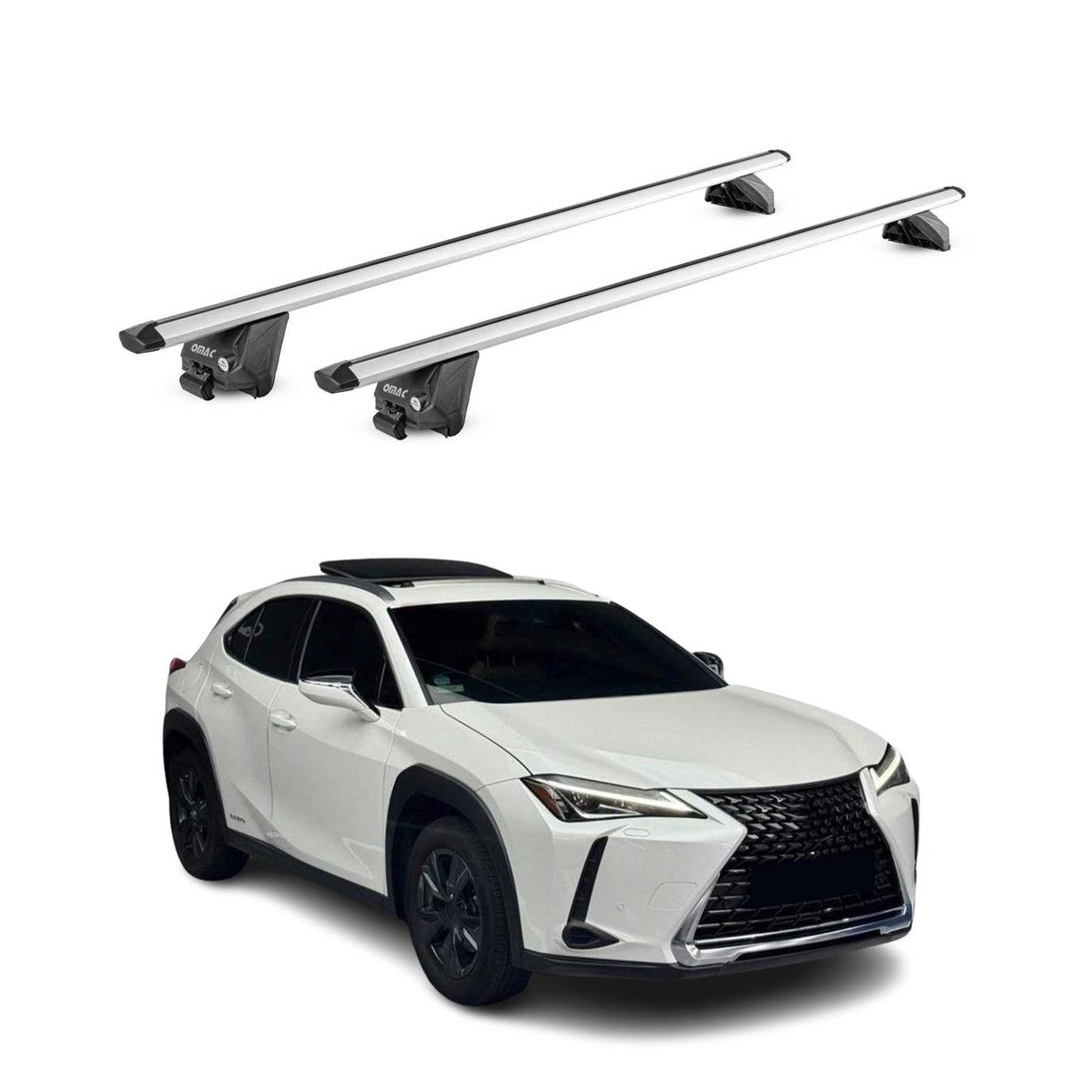 Barres de toit transversales pour Lexus UX 2019-2026 Alu Gris Argenté 2x ABE