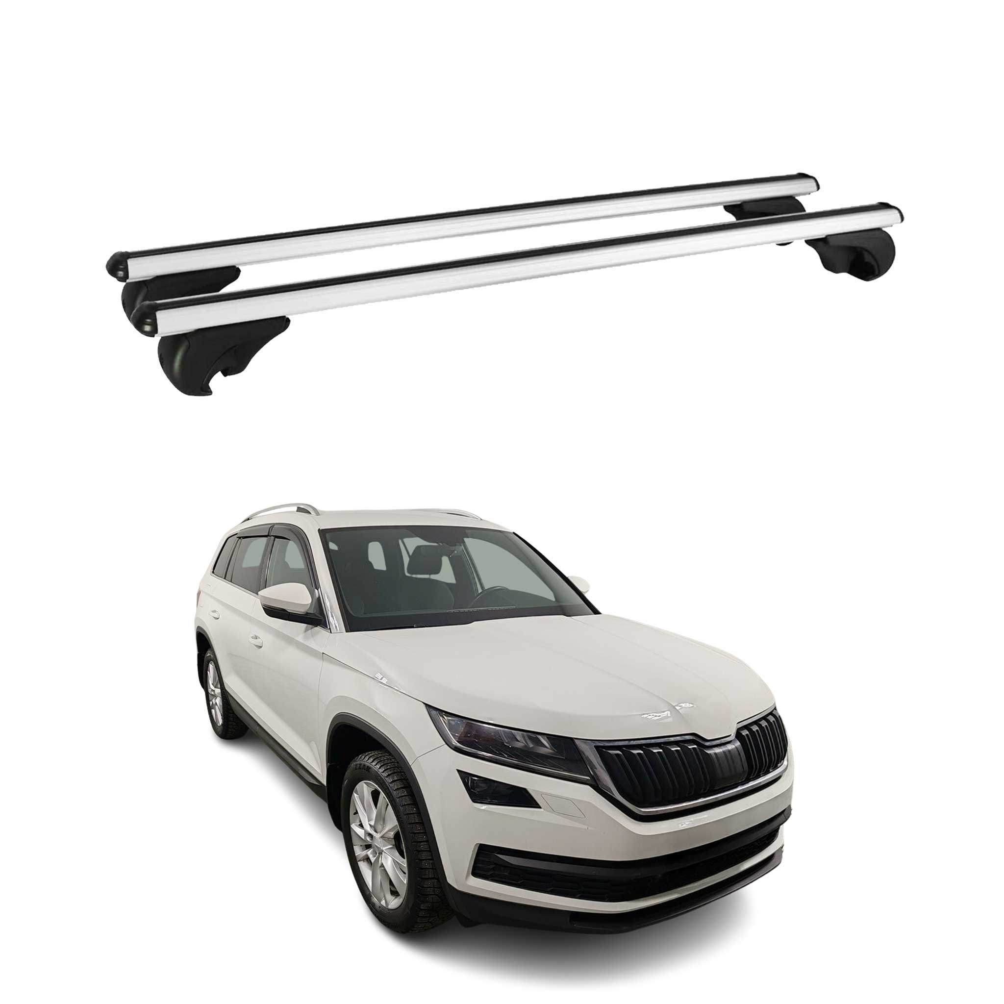 Barres de toit Transversales pour Skoda Kodiaq I 2016-2024 Aluminium Argent