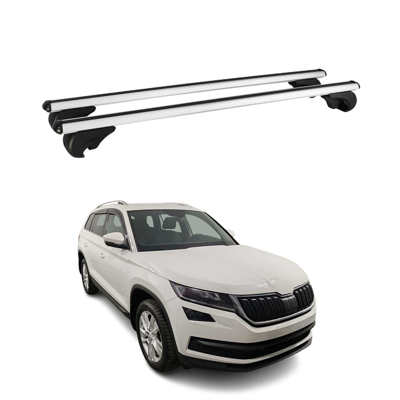Barres de toit Transversales pour Skoda Kodiaq 2017-2025 Aluminium Argent