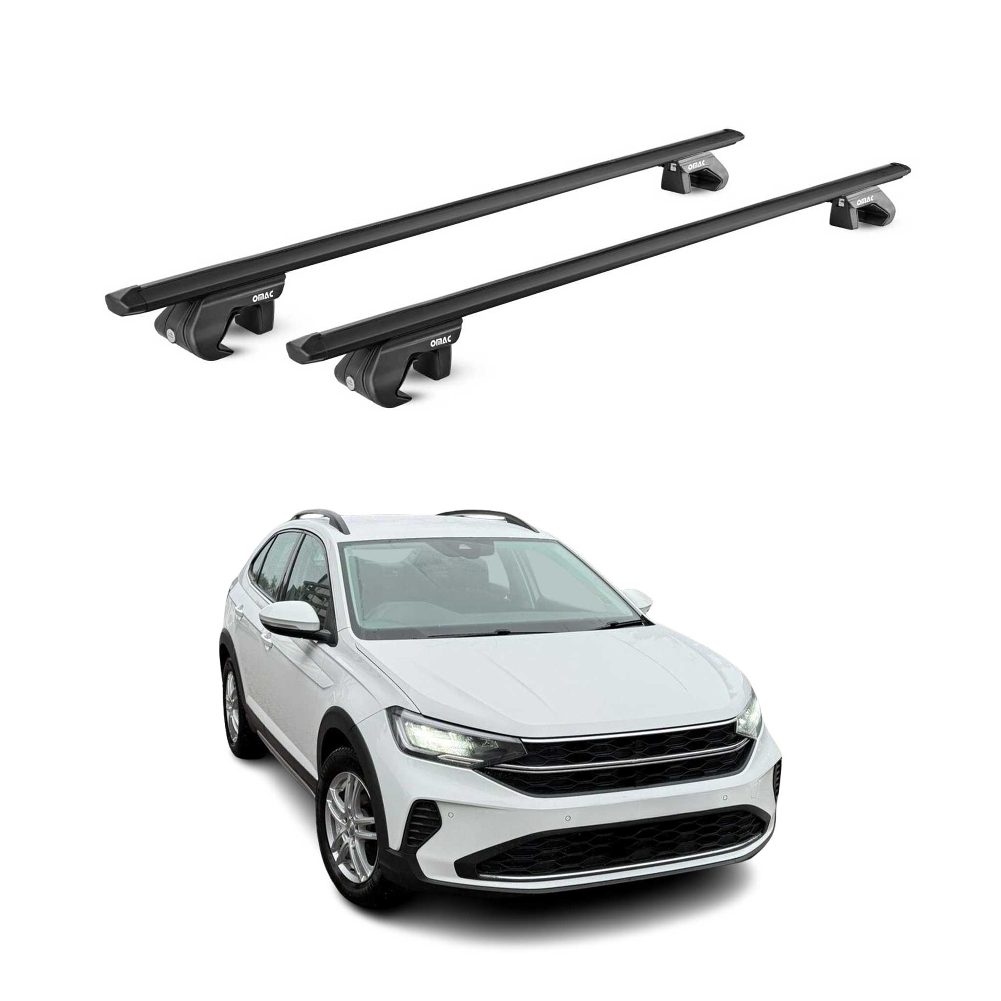 Barres de toit transversales pour VW Taigo 2022-2026 Aluminium Noir 2 pièces ABE