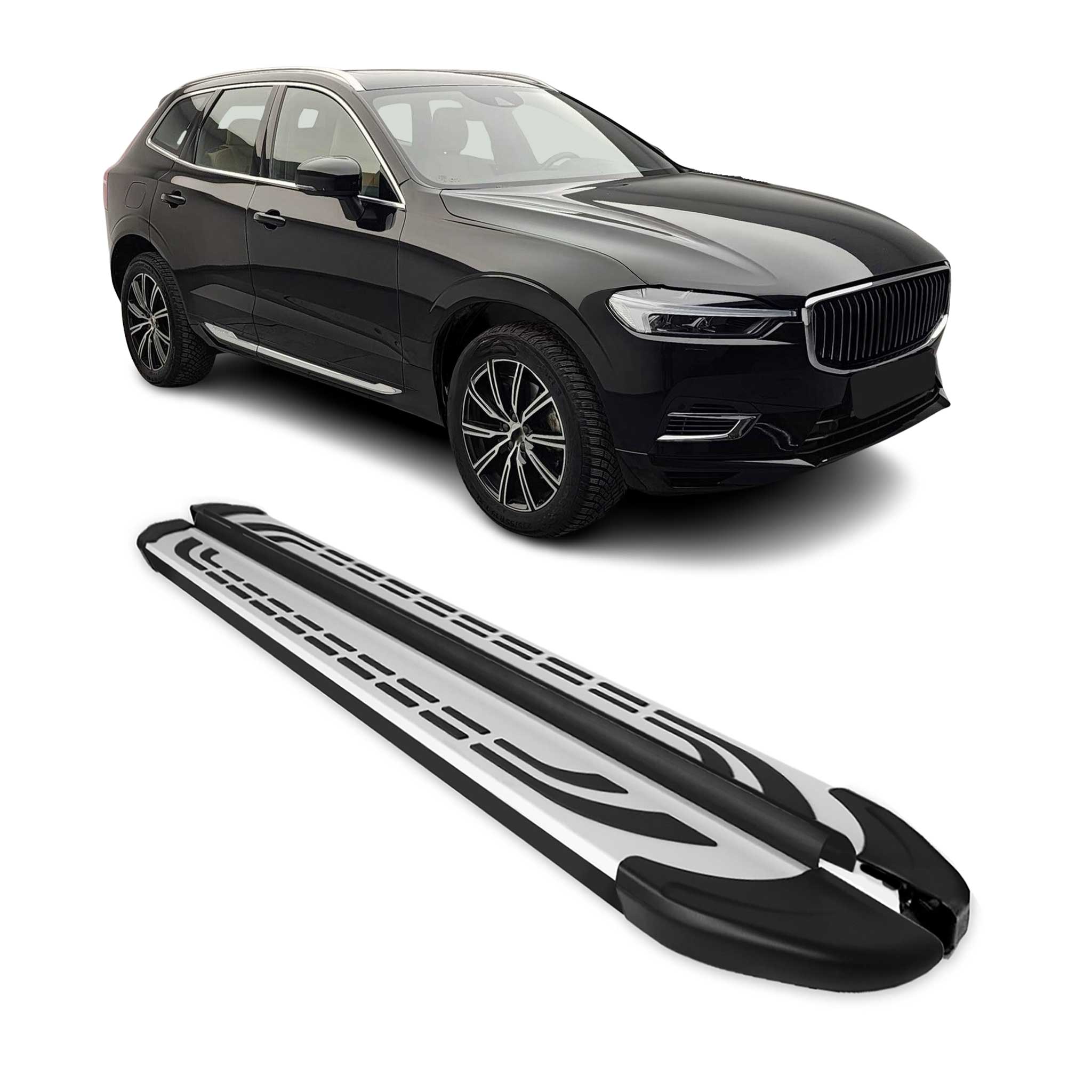 2018-2026 Volvo XC60 Marchepieds latéraux pédale Aluminium Gris Noir 2x