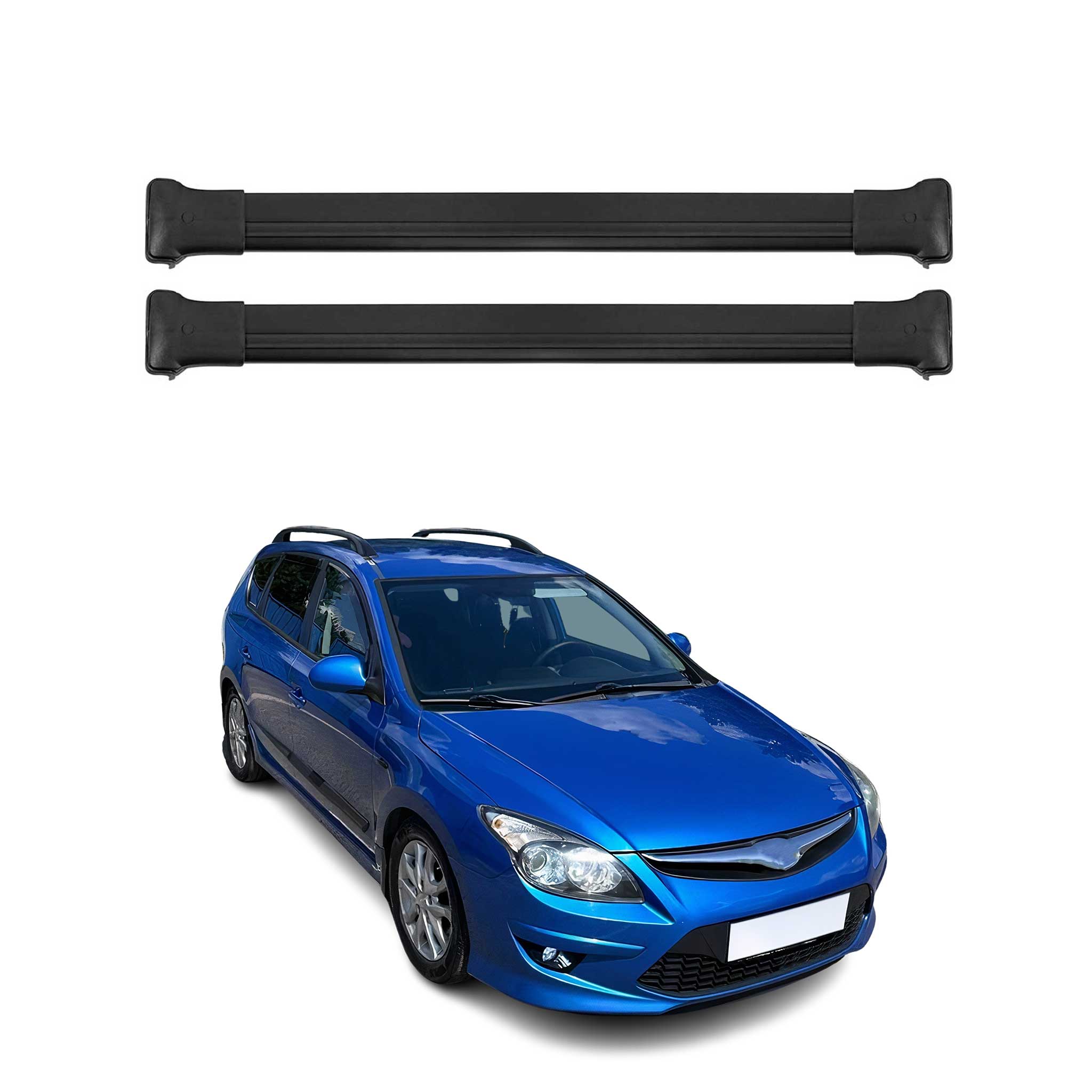 Barres de toit transversales pour Hyundai i30 Break 2007-2012 Aluminium Noir 2x