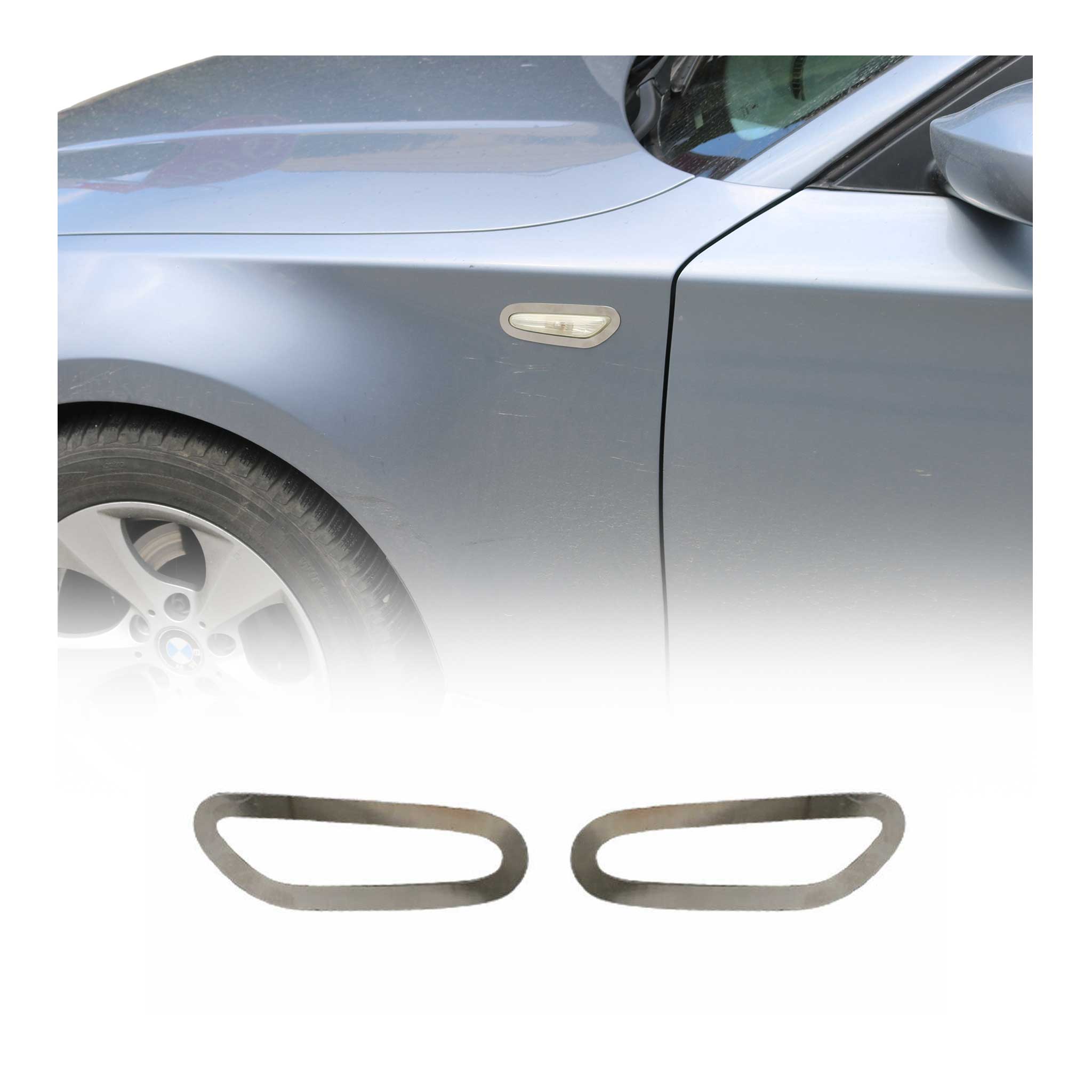 Cadre de Clignotant latéral pour BMW Série 3 E91 2005-2013 en acier inox 2Pcs