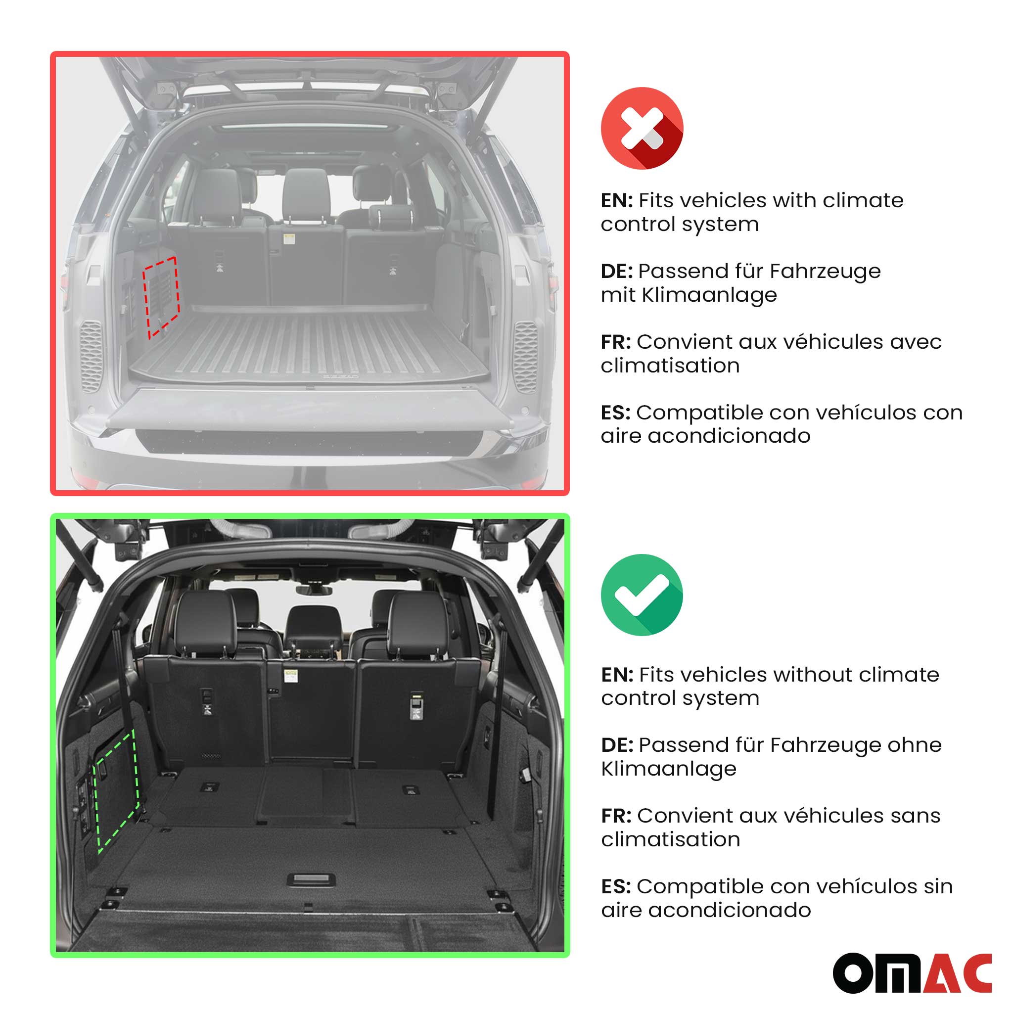 OMAC Tapis de coffre pour Land Rover Discovery 2017-2026 en caoutchouc Noir