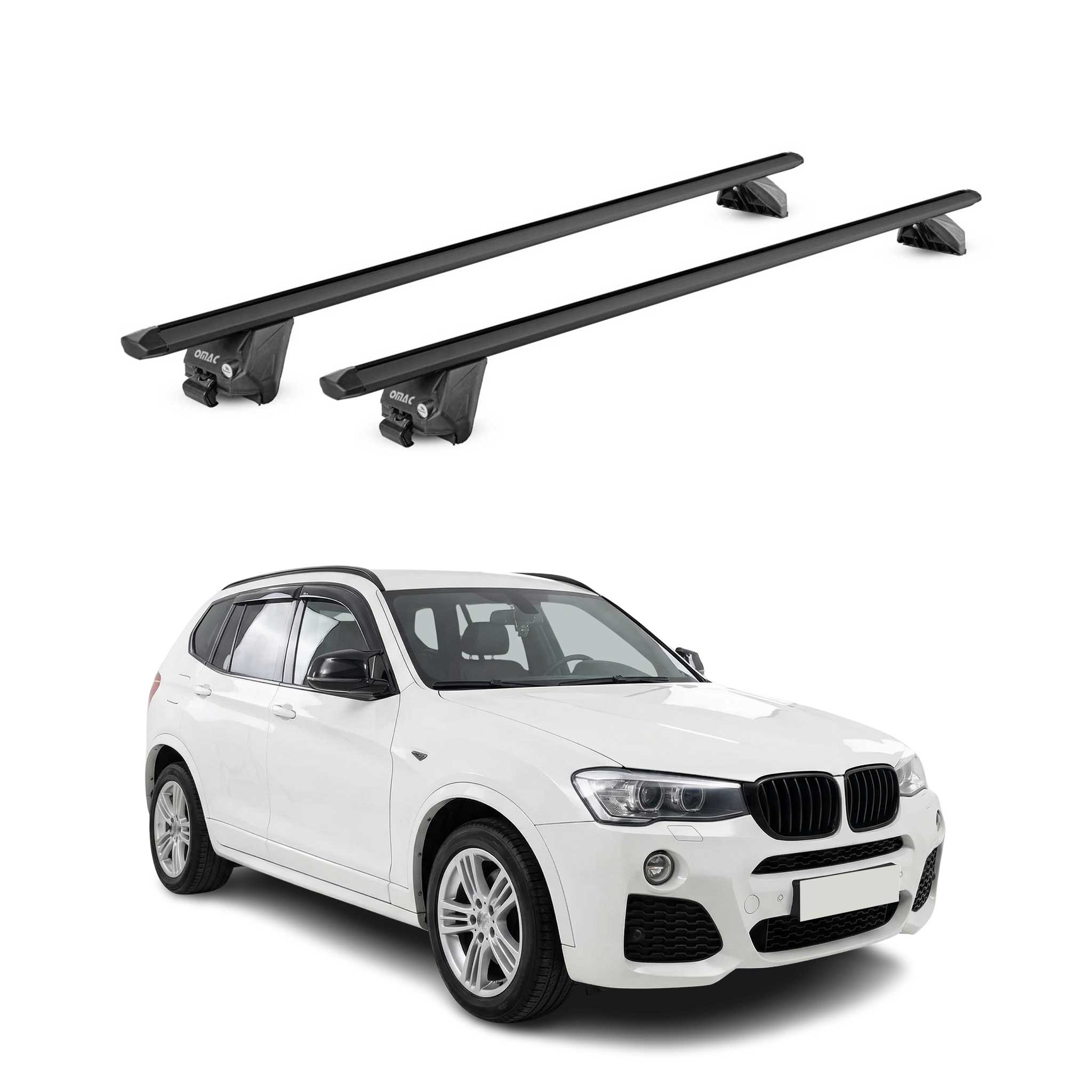 Barres de toit transversales pour BMW X3 F25 2010-2017 Alu Noir 2 pièces ABE