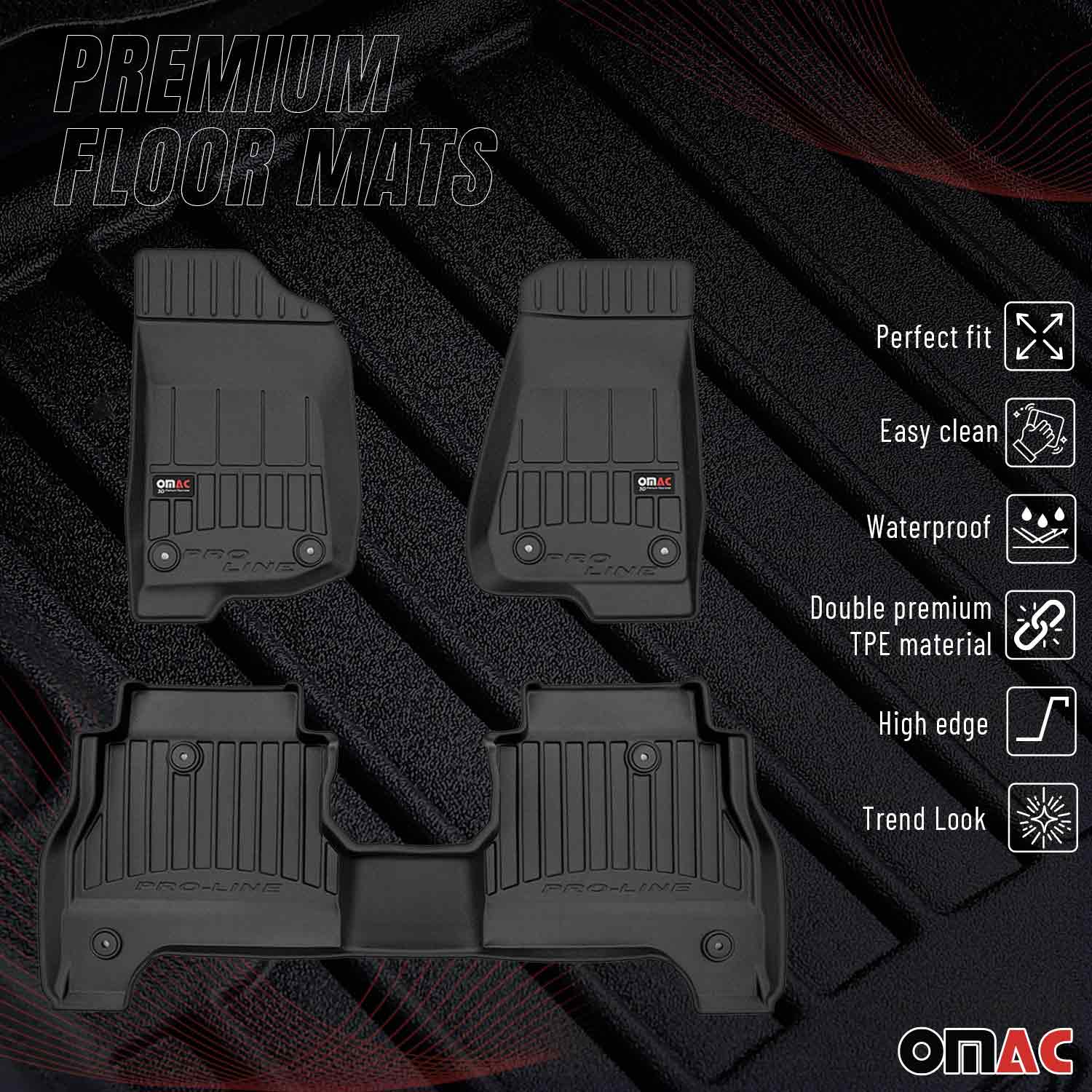 OMAC Tapis de sol en caoutchouc pour Jeep Gladiator 2020-2026 Noir Premium