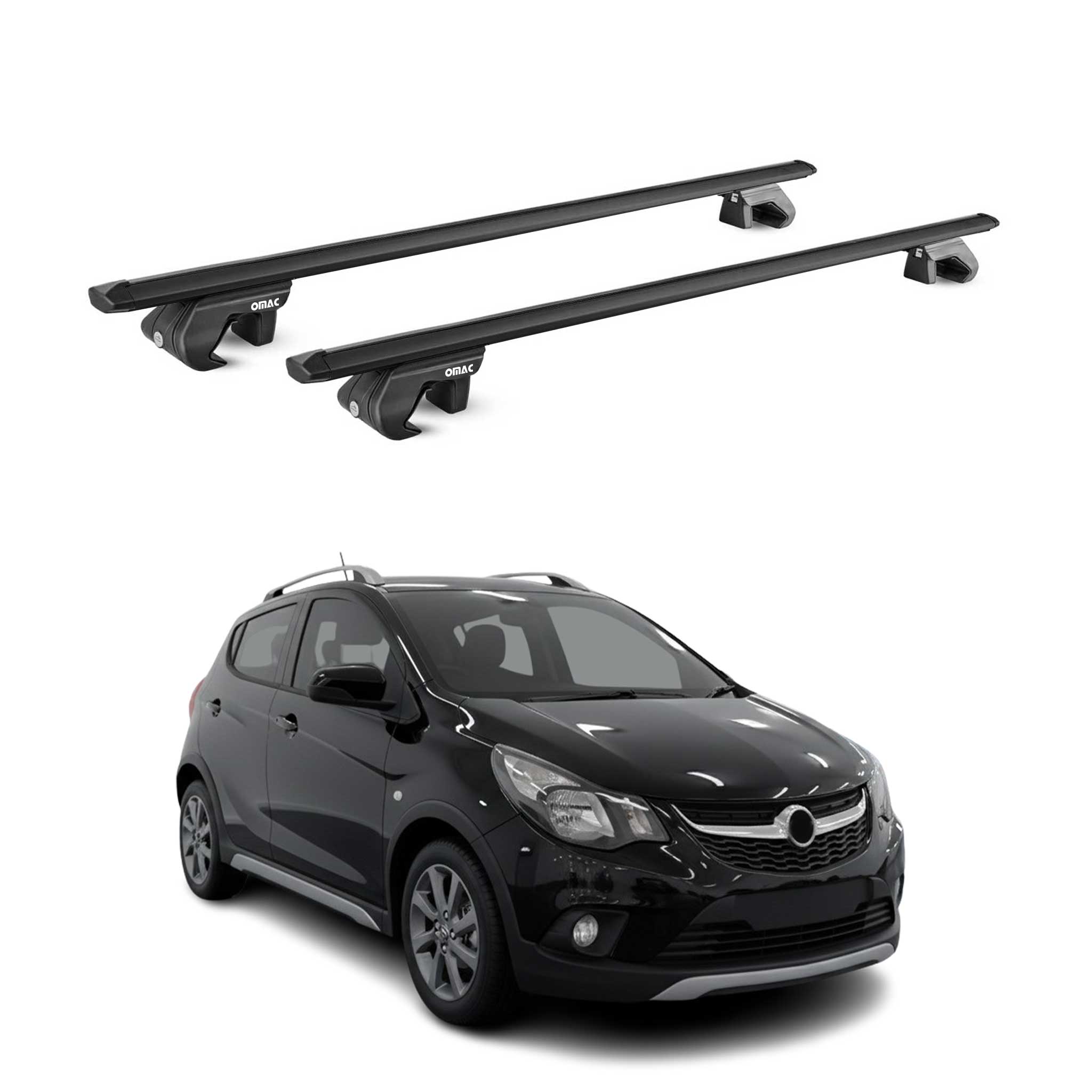 Barres de toit transversales pour Opel Karl Rocks 2017-2019 Aluminium Noir ABE