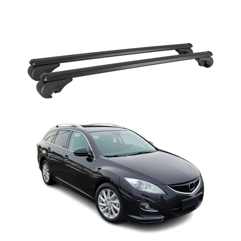 Barres de toit Transversales pour Mazda 6 Break 2007-2013 Aluminium Noir