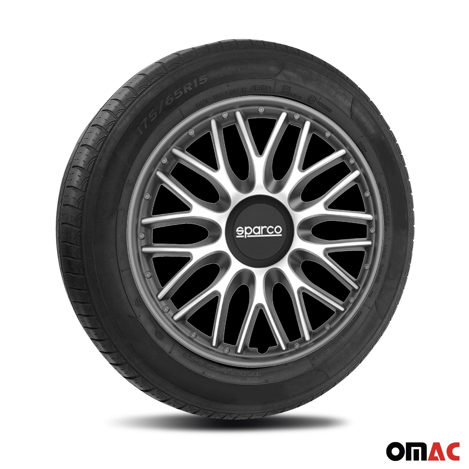 SPARCO Jeu Enjoliveurs de Roues 16 Pouces Argenté Gris en ABS 4 piéces