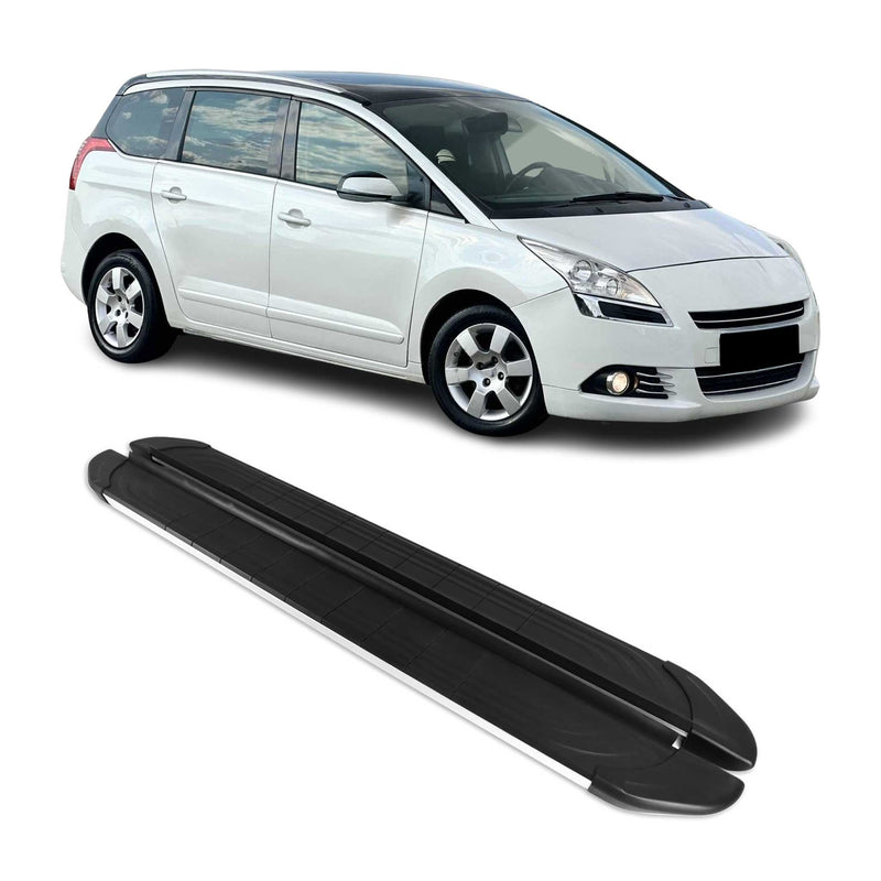 Marchepieds Latéraux pour Peugeot 5008 2009-2016 Aluminium Gris Noir 2Pcs