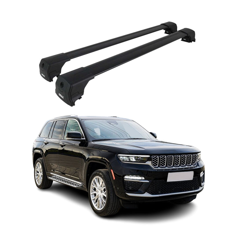 Barres de toit transversales pour Jeep Grand Cherokee V WL 2023-2025 Alu Noir 2x