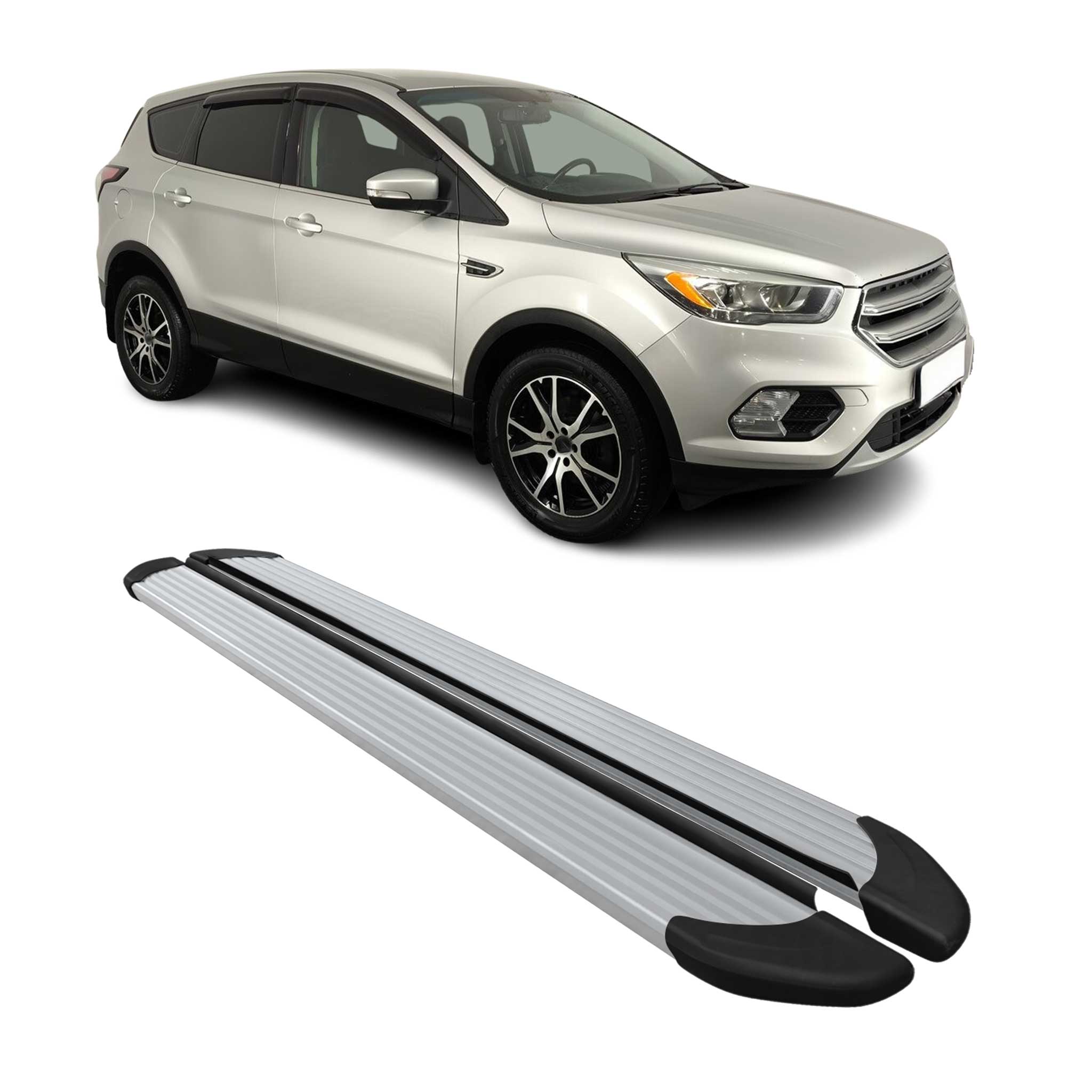 Marchepieds Latéraux pédale pour Ford Kuga II 2012-2019 Aluminium Argent 2Pcs