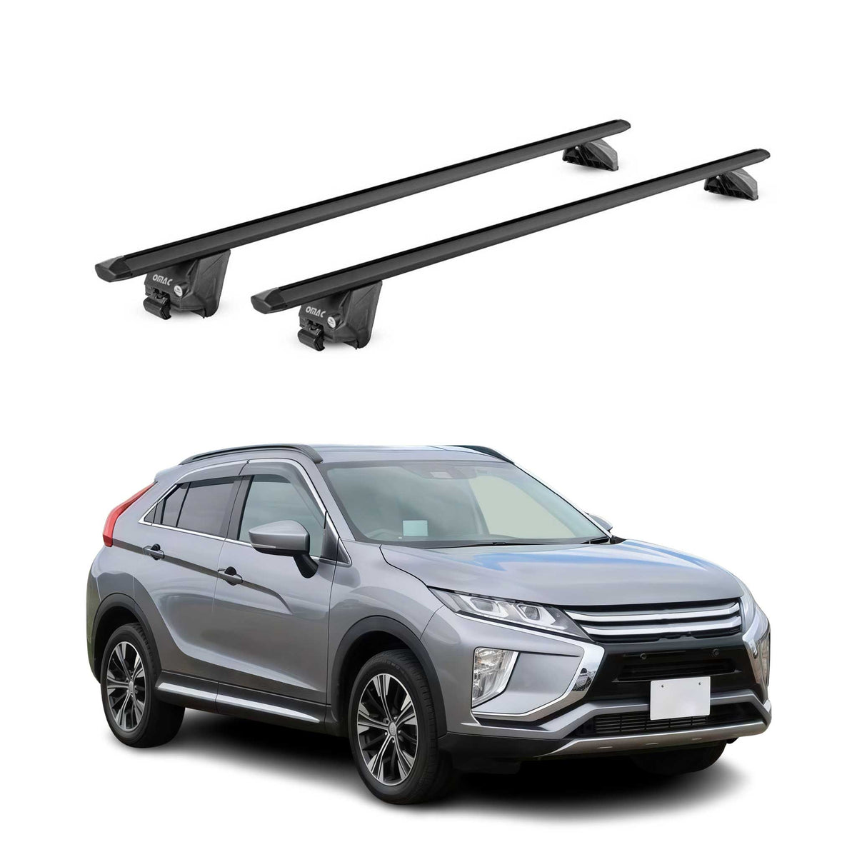 Barres de toit pour Mitsubishi Eclipse Cross 2018-2026 Alu Noir 2 pièces ABE
