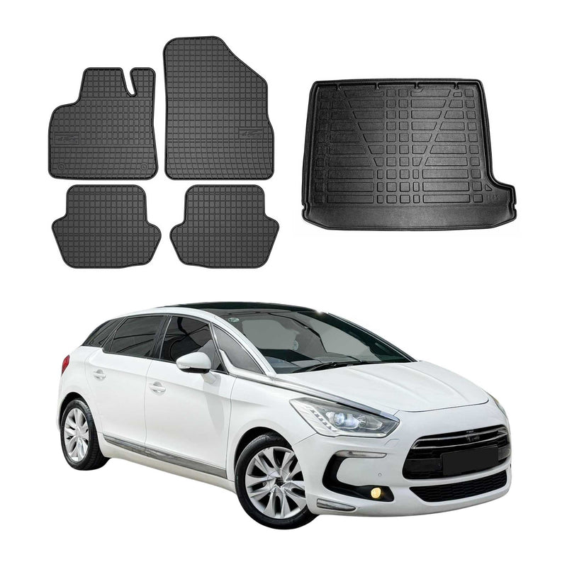 Kit Tapis de sol et coffre pour Citroen DS5 2011-2015 TPE Noir