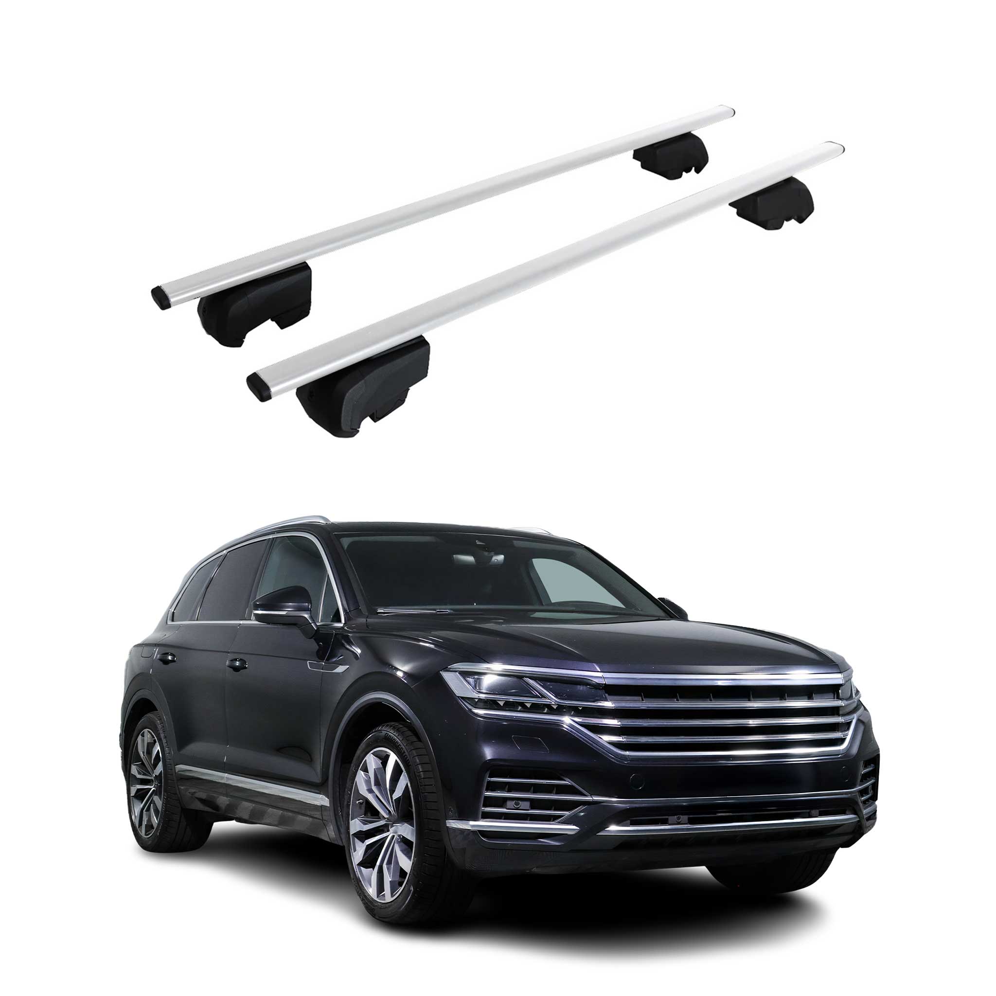 Barres de toit Transversales pour VW Touareg 2018-2023 Fer Argent ABE