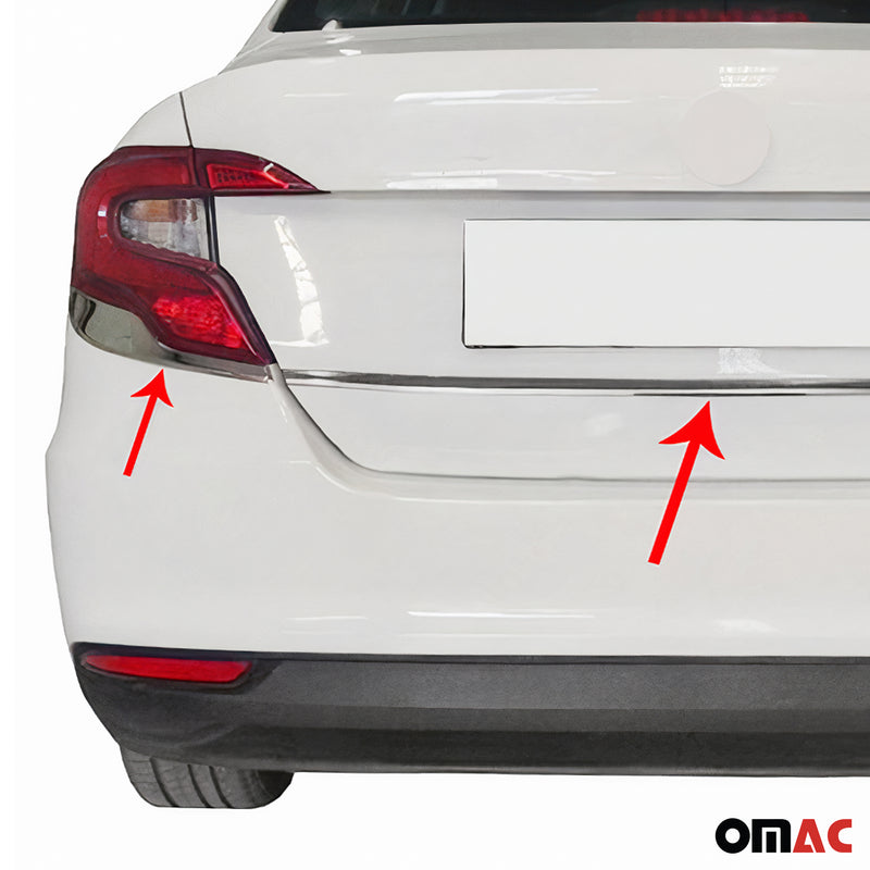 Cadre de Feu Stop Arrière pour Fiat Tipo 2016-2025 acier inox 3 Pcs