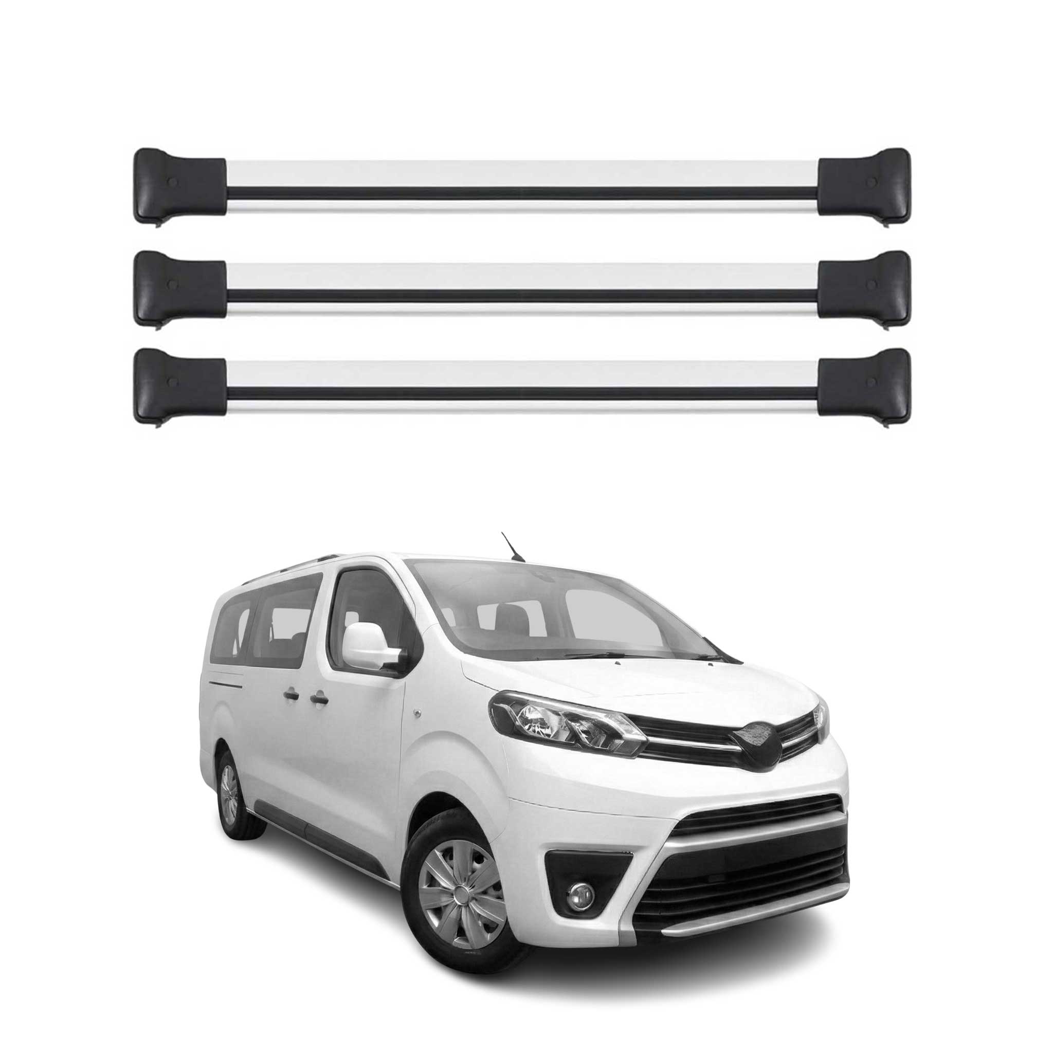 Barres de toit transversales pour Toyota Proace 2016-2026 Aluminium Gris 3 pcs
