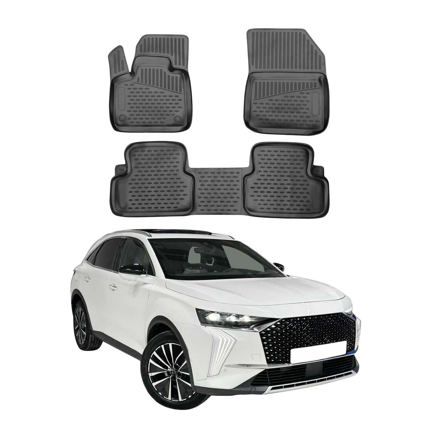 OMAC Tapis de sol pour DS7 Crossback / DS 7 2017-2026 sur mesure caoutchouc Noir