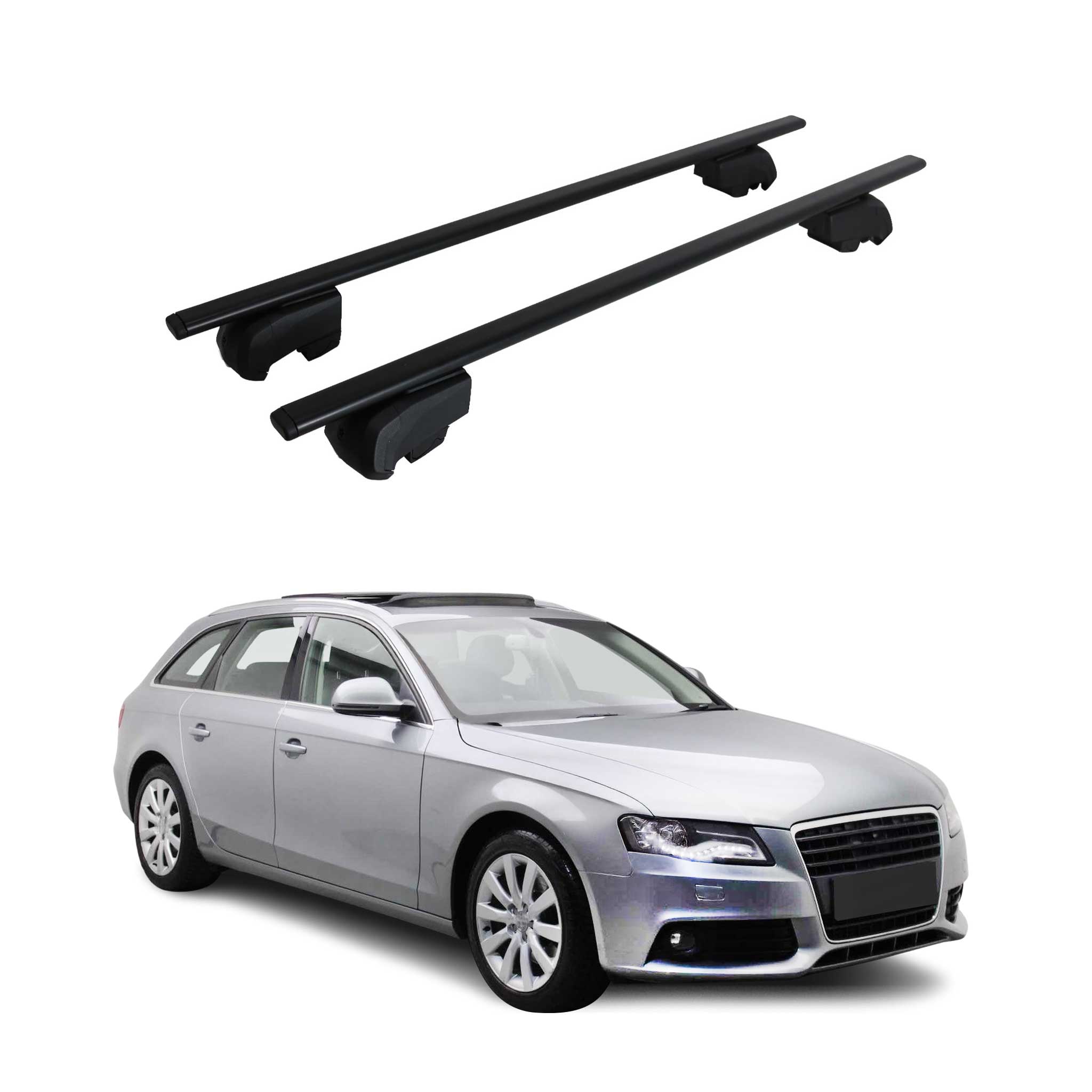 Barres de toit transversales pour Audi A4 2008-2015 Fer Noir 2Pcs
