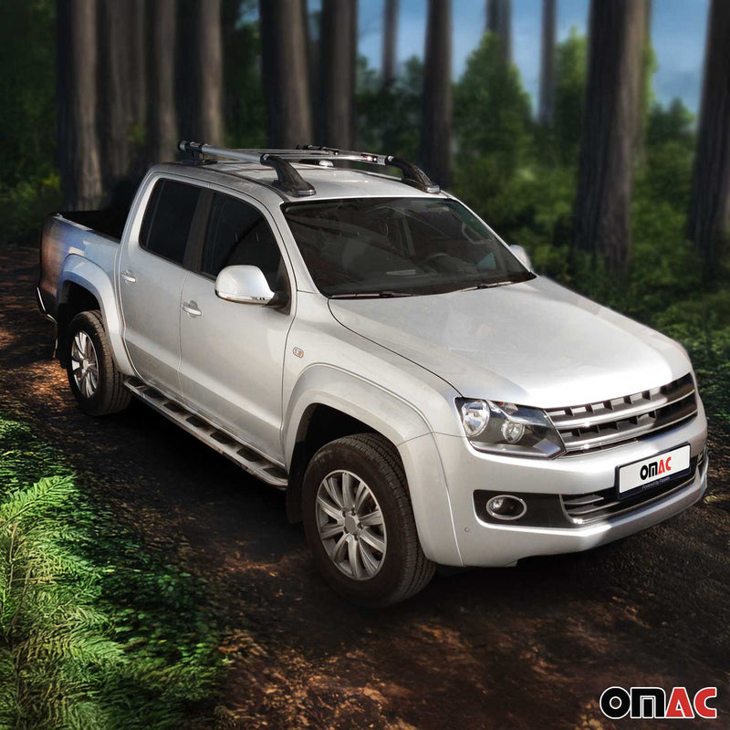KIT Barres de toit trans+long pour VW Amarok Double Cab  2010-2024 Alu Gris