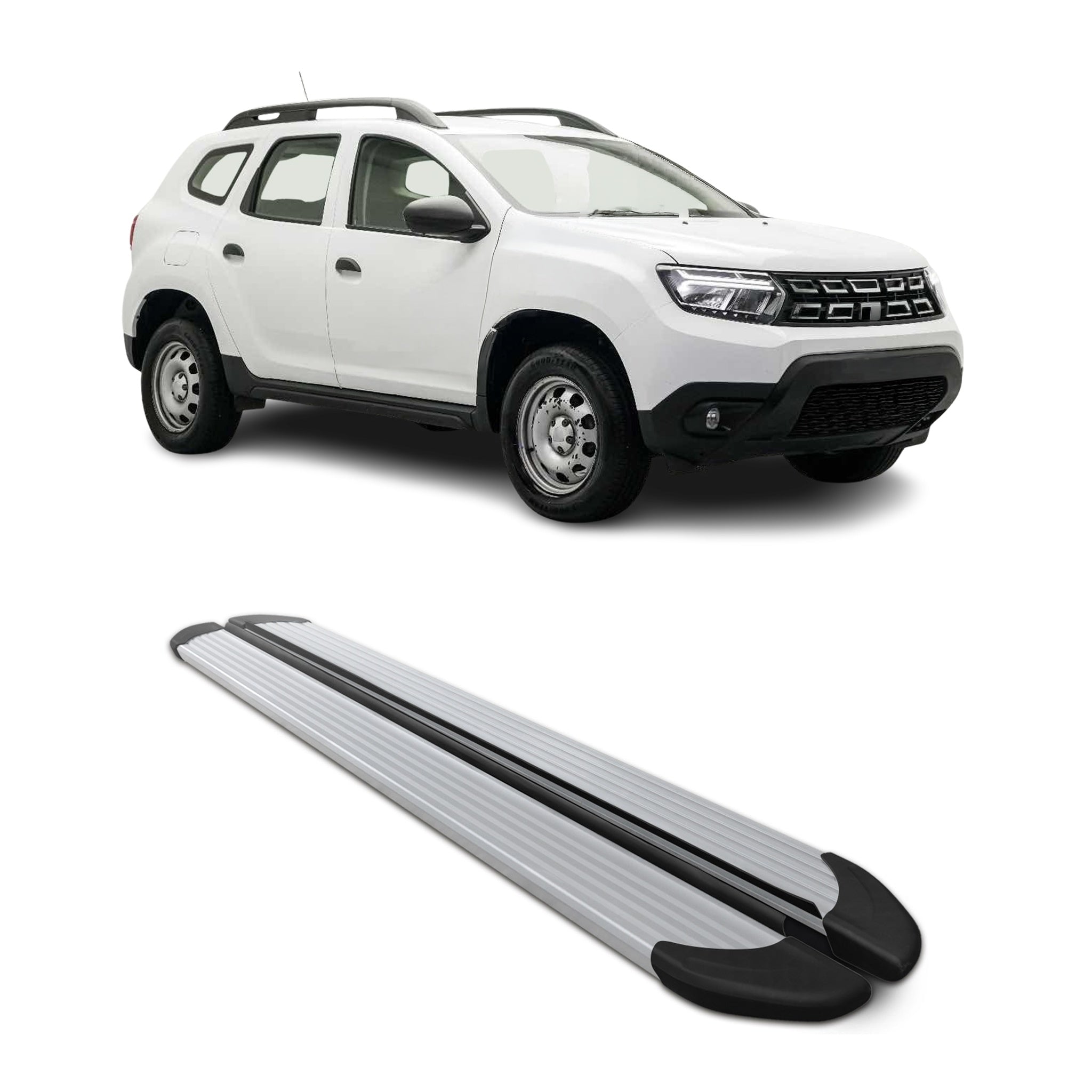 Marchepieds Latéraux pour Dacia Duster II 2018-2024 Aluminium Argent 2Pcs