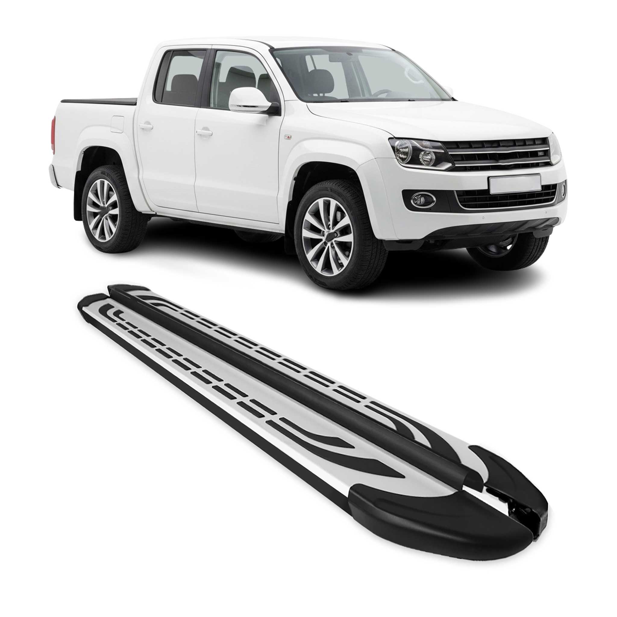 Marchepieds Latéraux pédale pour VW Amarok Double Cab 2010-2022 Alu Gris Noir 2x