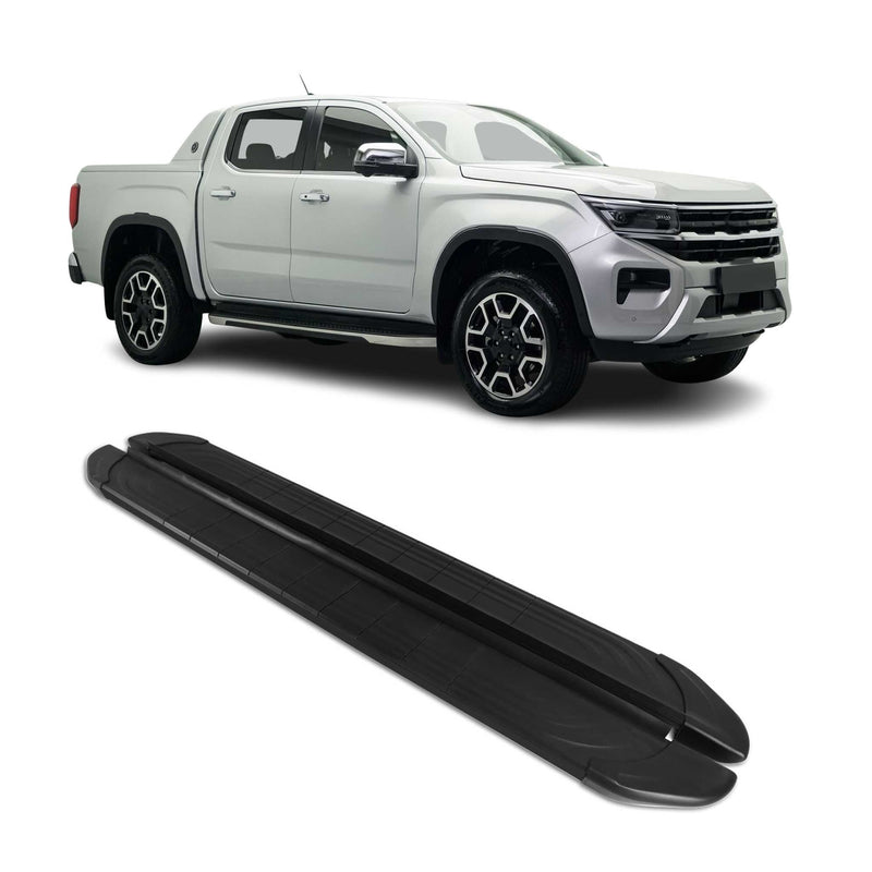 Marchepieds Latéraux Pédale pour VW Amarok Double Cab 2022-24 Alu Noir 2 pièces