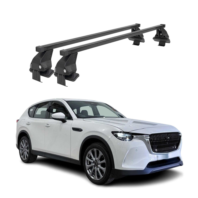 Menabo Barres de toit transversales pour Mazda CX-60 2022-2025 Acier Noir 2x