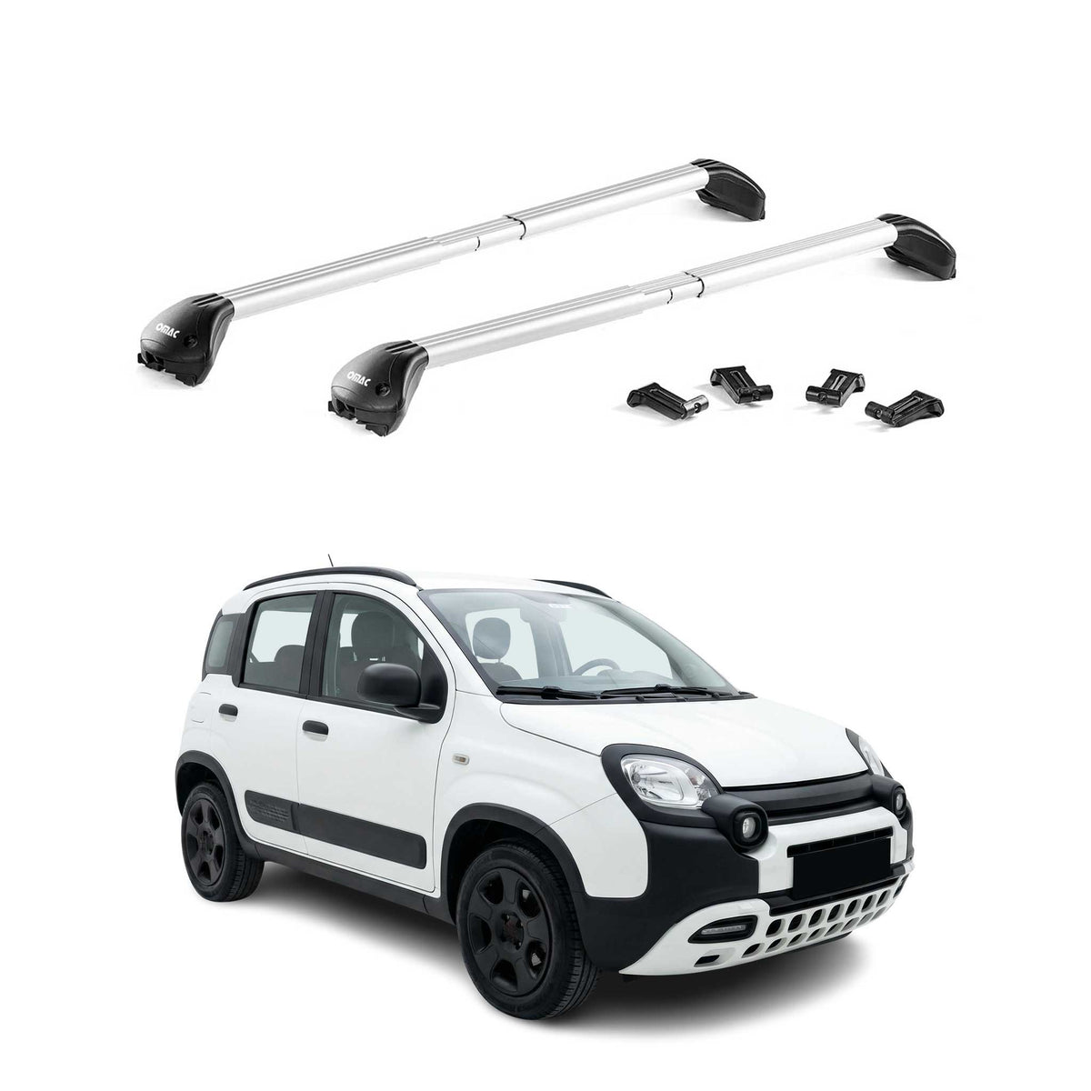 Barres de toit transversales pour Fiat Pandina 2024-2026 Aluminium Gris ABE