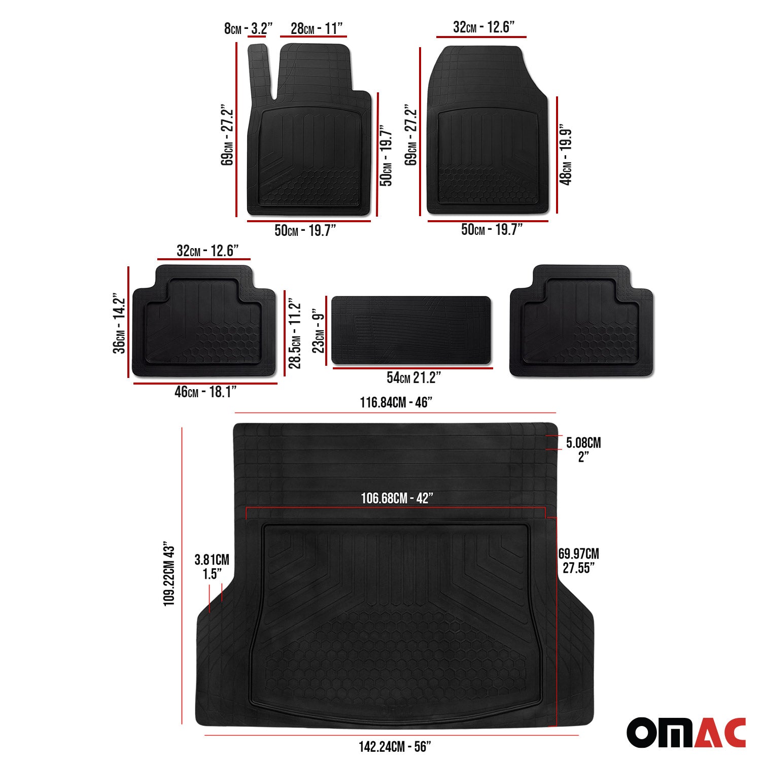 2020-2023 Aiways U5 Kit Tapis de sol et coffre Noir TPE