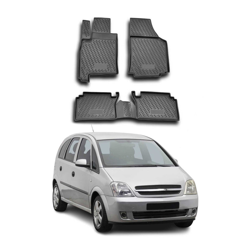 OMAC Tapis de sol pour Opel Meriva A 2002-2010 sur mesure en caoutchouc Noir