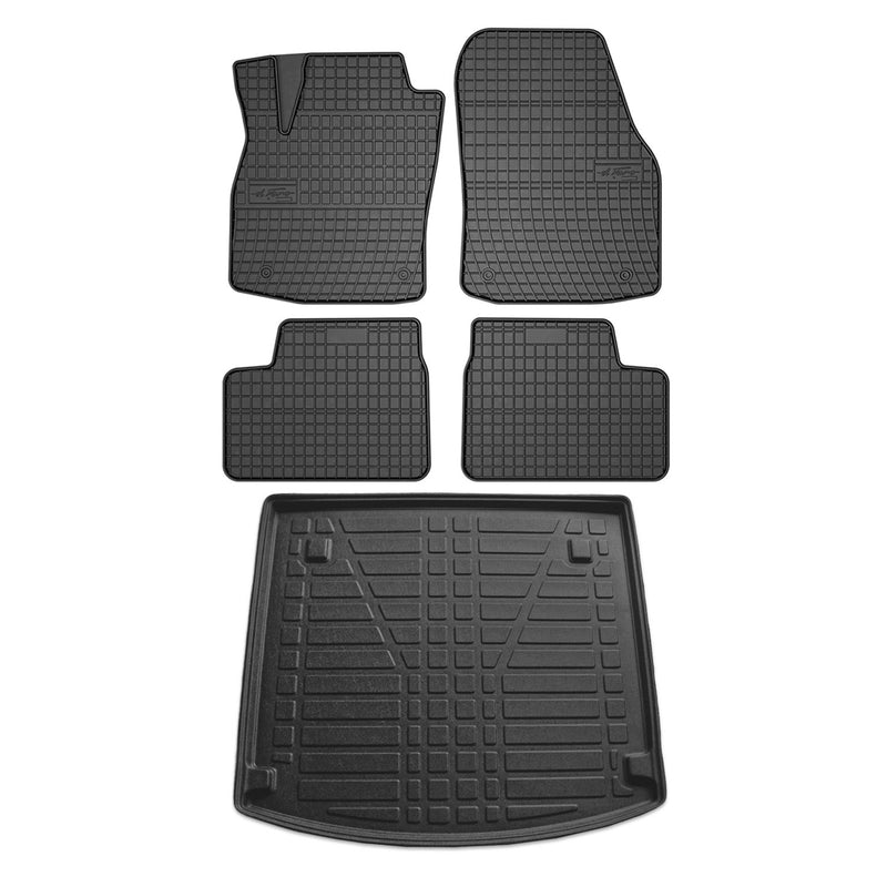 Kit Tapis de sol et coffre pour Opel Astra H Caravan 2005-2010 TPE Noir