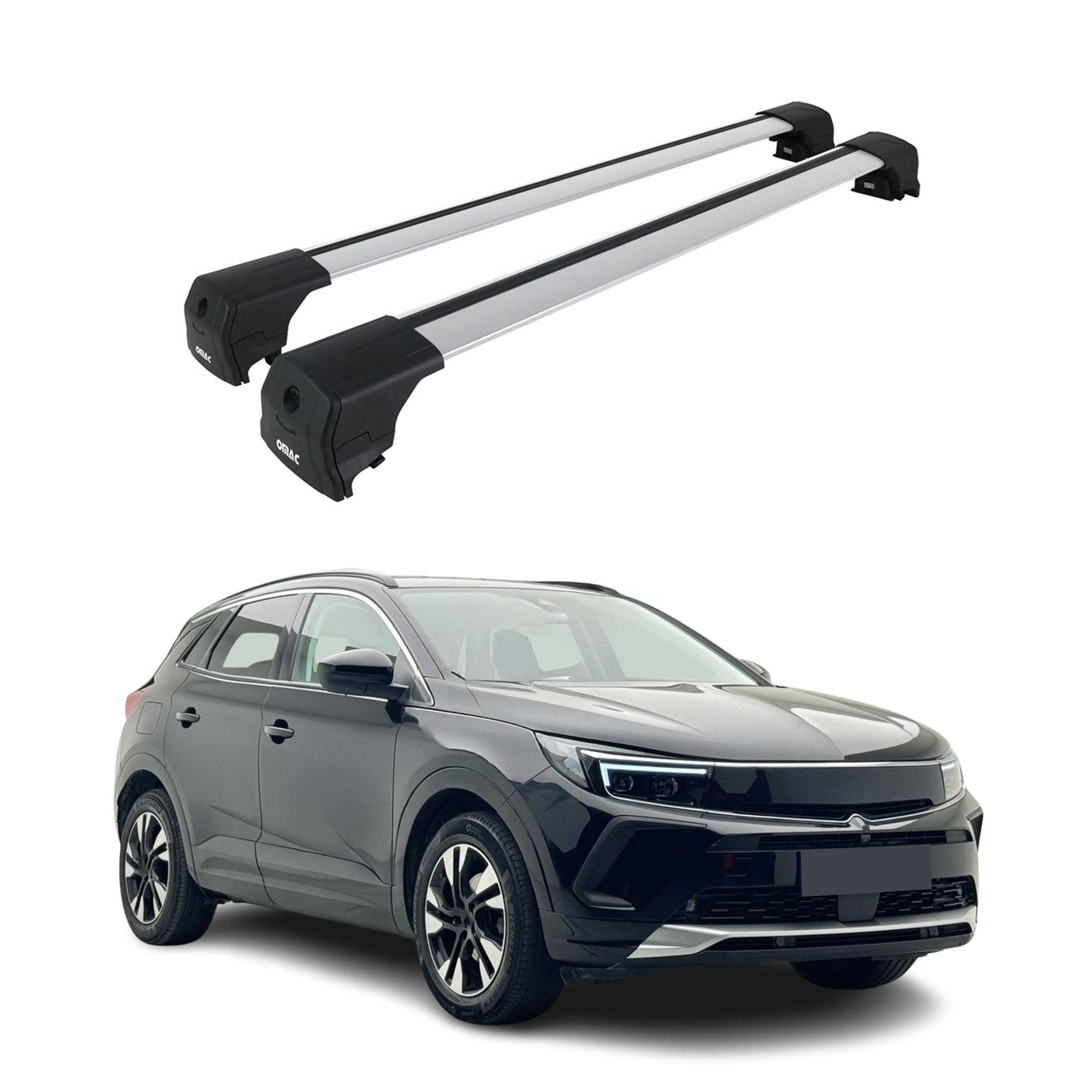 Barres De Toit Transversales pour Opel Grandland / Grandland X 2017-24 Alu Gris