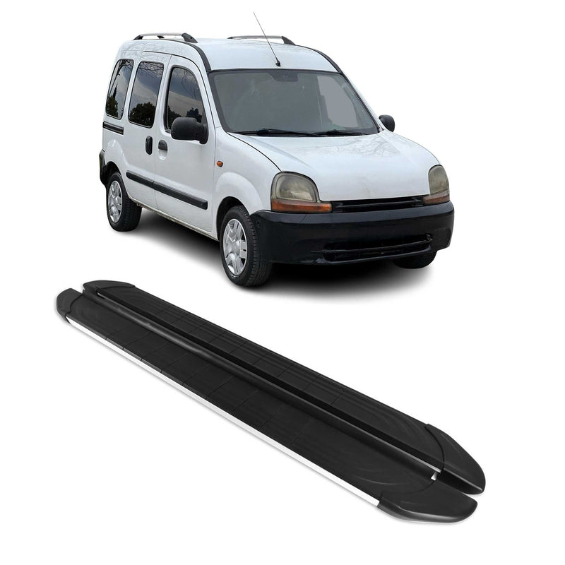 Marchepieds Latéraux pour Renault Kangoo 1999-2008 Aluminium Gris Noir 2Pcs