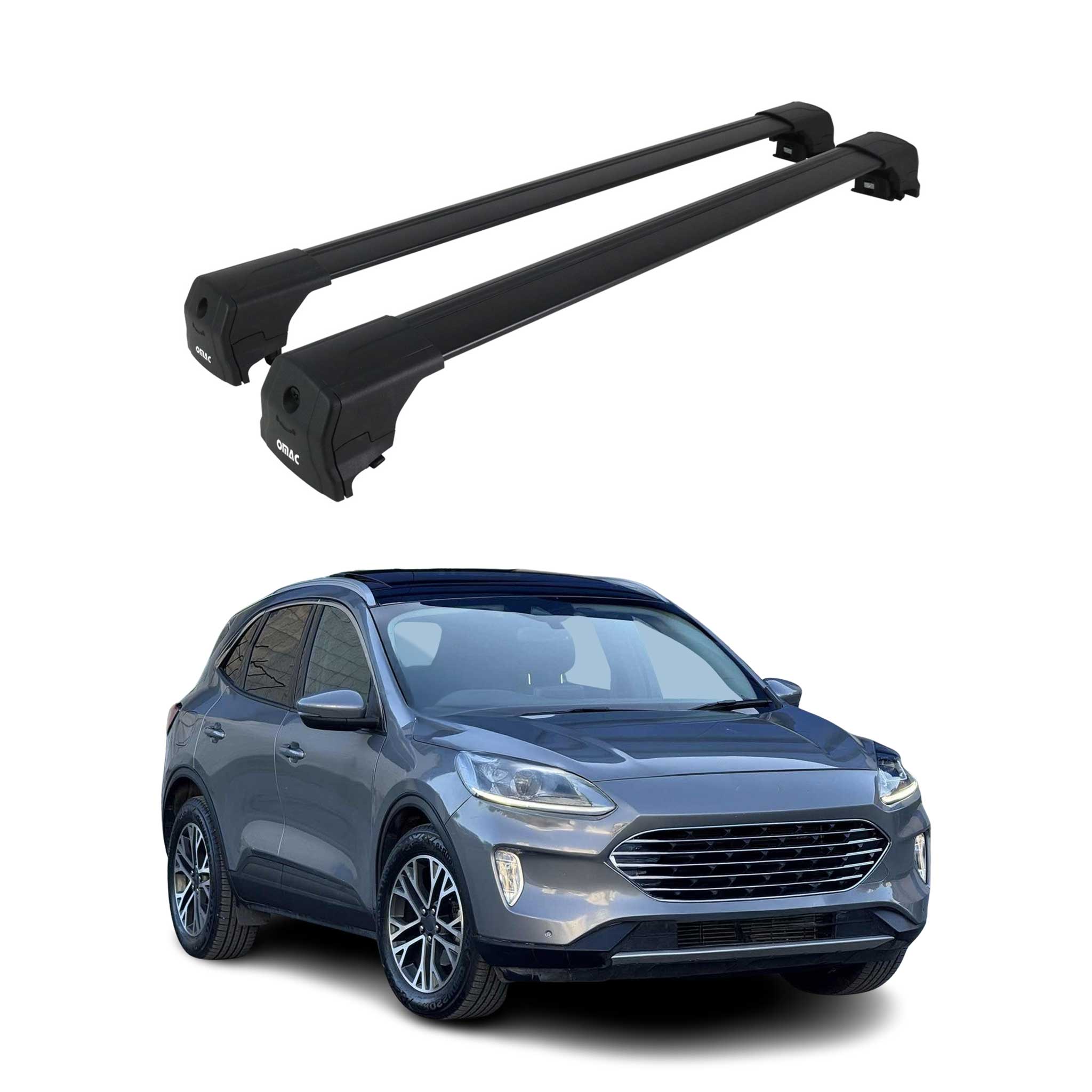 Barres De Toit Transversales pour Ford Kuga III 2019-2026 Aluminium Noir ABE