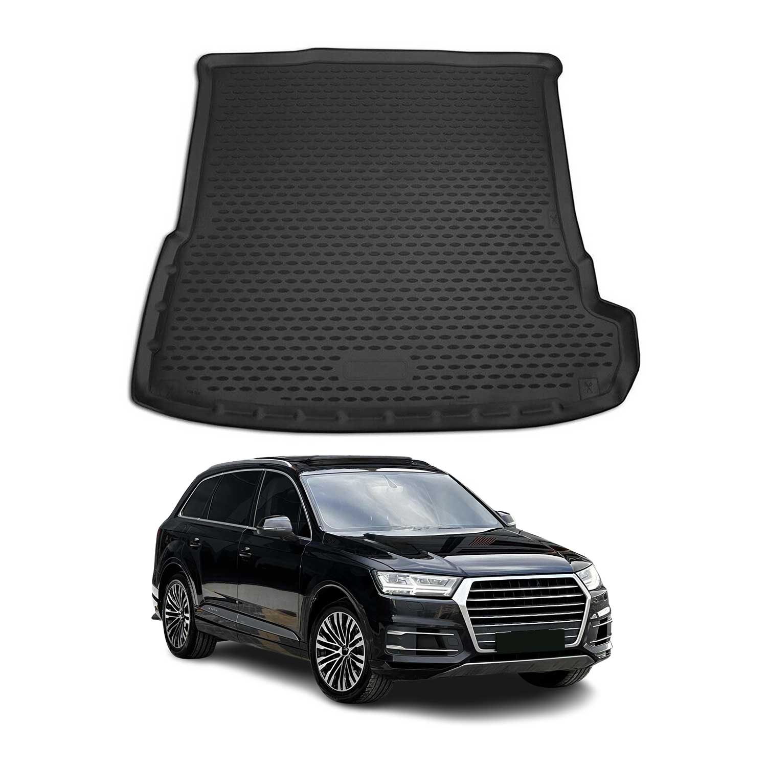 OMAC Tapis de coffre pour Audi Q7 4M 2015-2026 en caoutchouc TPE Noir 1Pcs