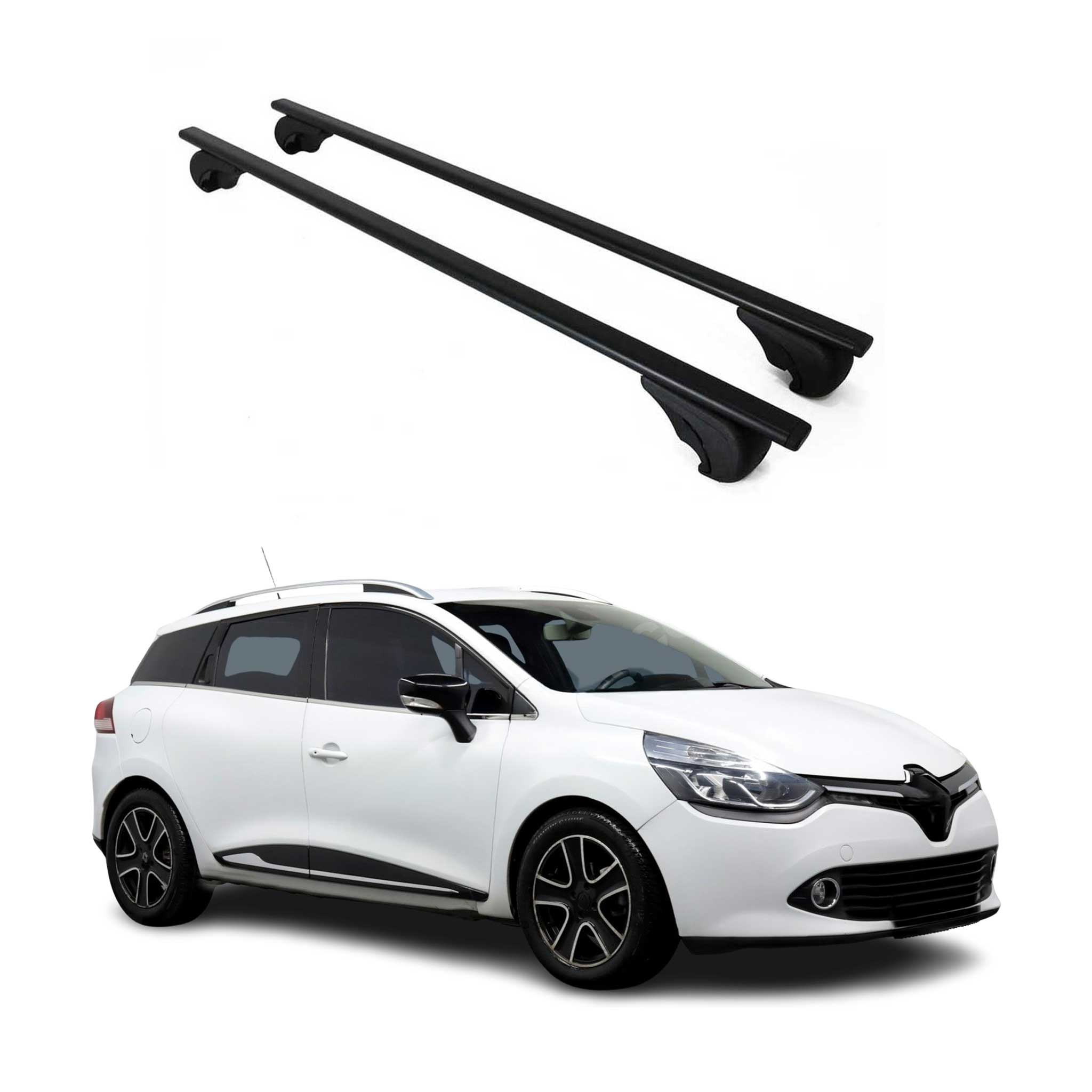 Barres de toit Transversales pour Renault Clio Grandtour 2012-2019 Fer Noir
