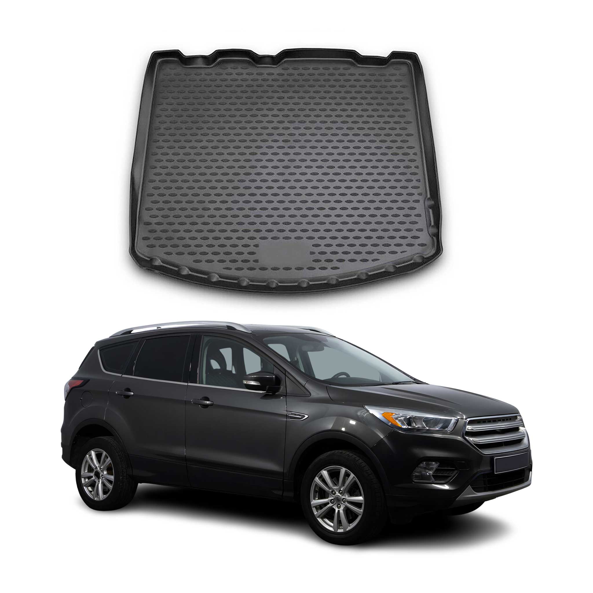 OMAC Tapis De Coffre pour Ford Kuga 2013-2019 en caoutchouc Noir