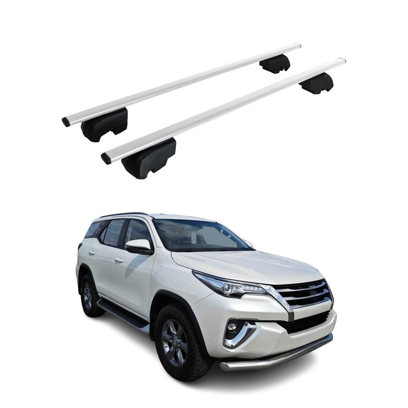 Barres de toit Transversales pour Toyota Fortuner 2015-2023 Fer Argent ABE