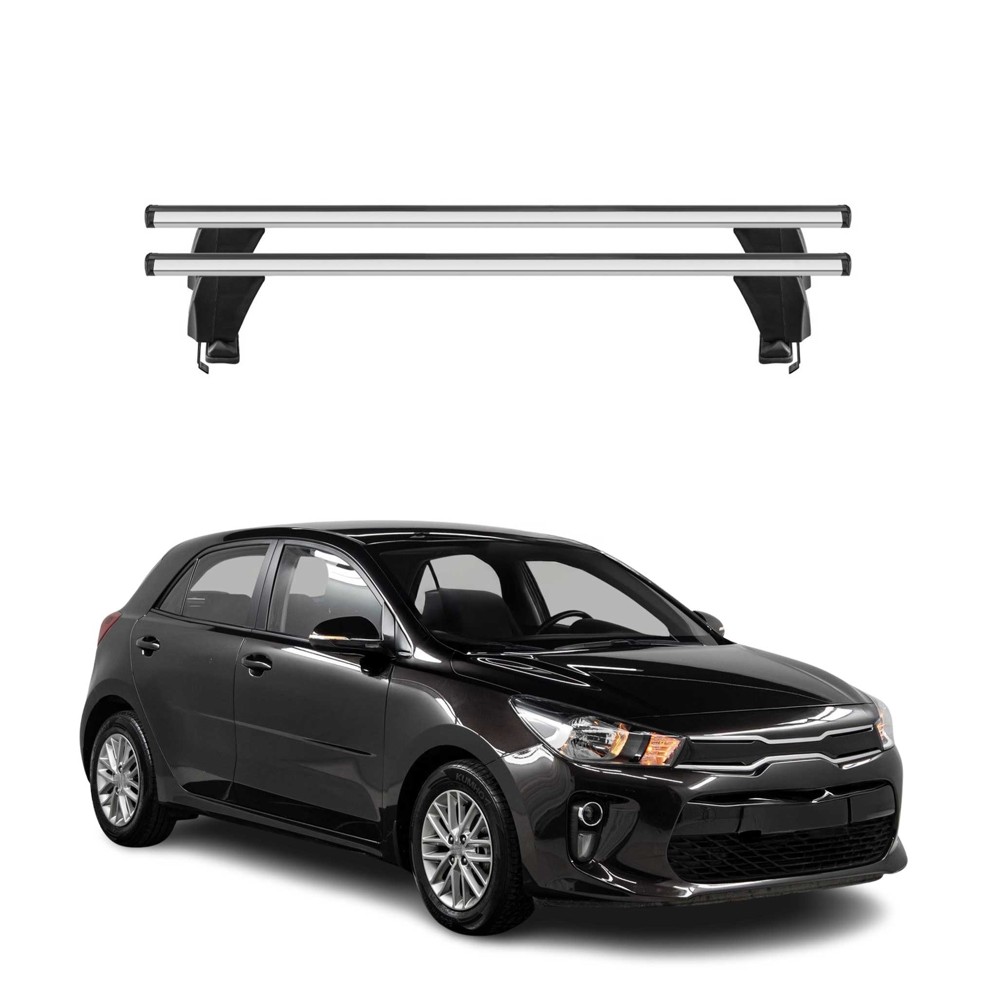 Menabo Barres de toit Transversales pour Kia Rio HB 2017-2025 Alu Gris ABE 2x