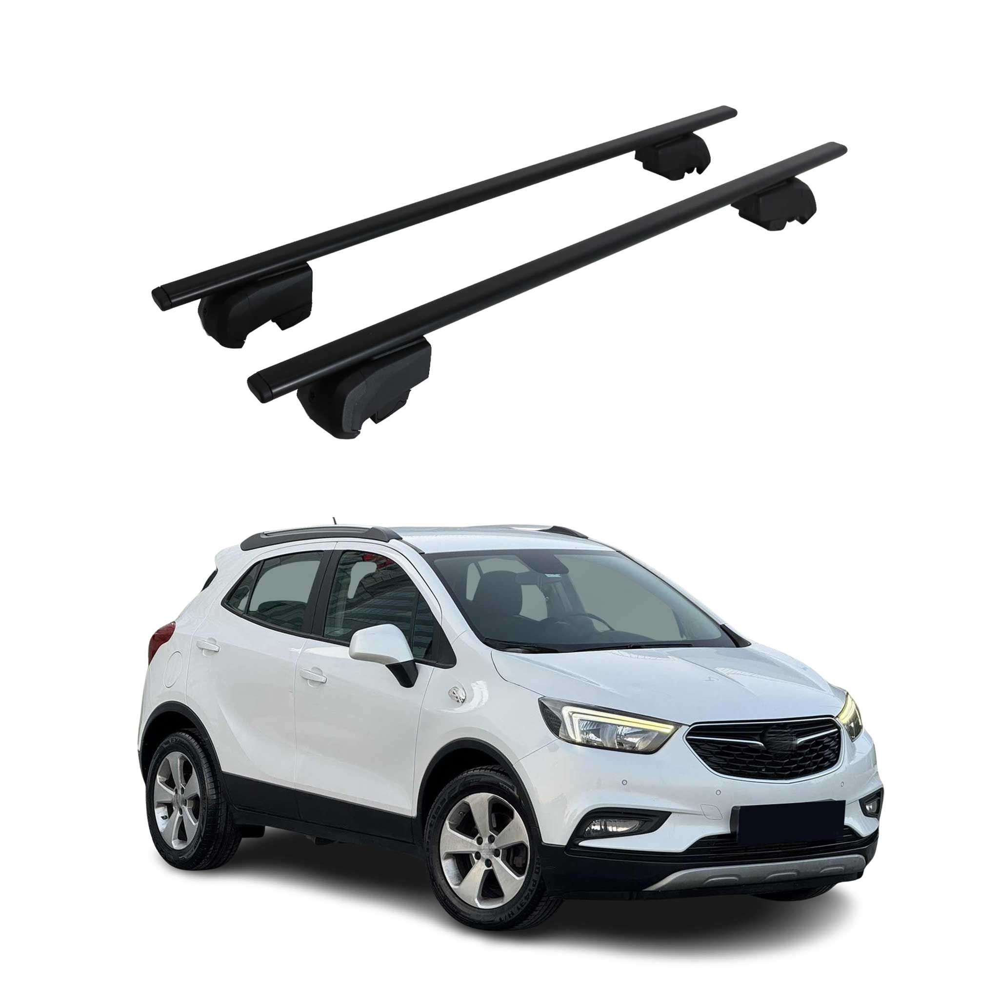 Barres de toit Transversales pour Opel Mokka X 2016-2019 Fer Noir ABE